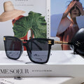 CHANEL SQUARE SUNGLASSES 632886 IN BLACK ACETATE METAL FRAME EMBOSSED LOGO