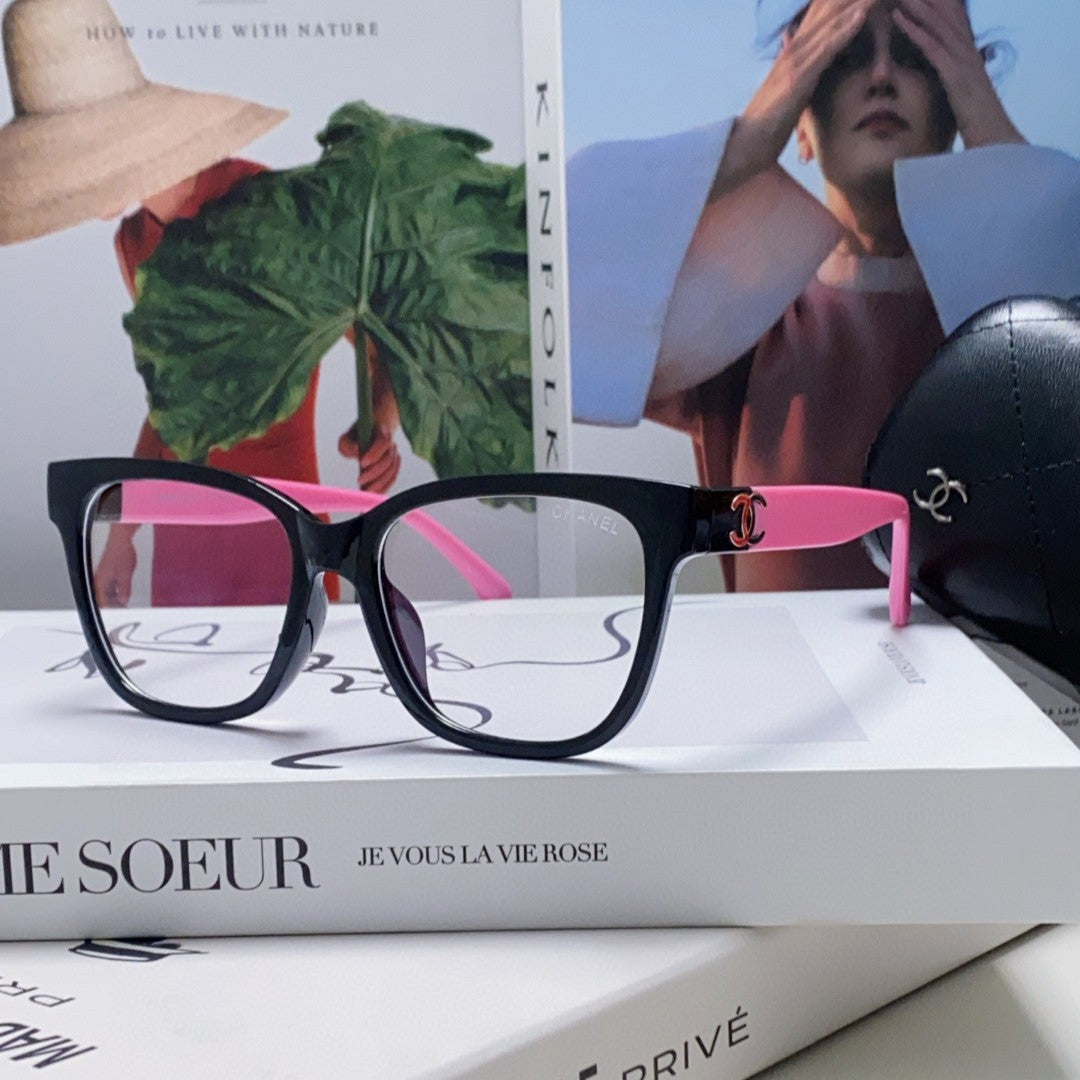 CHANEL SQUARE SUNGLASSES 632888 IN BLACK AND PINK ACETATE