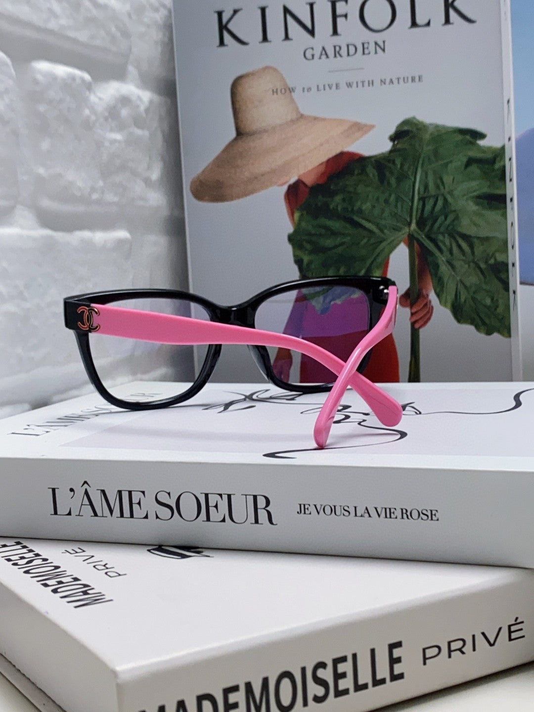 CHANEL SQUARE SUNGLASSES 632888 IN BLACK AND PINK ACETATE