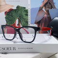 CHANEL SQUARE SUNGLASSES 632889 IN BLACK AND RED ACETATE