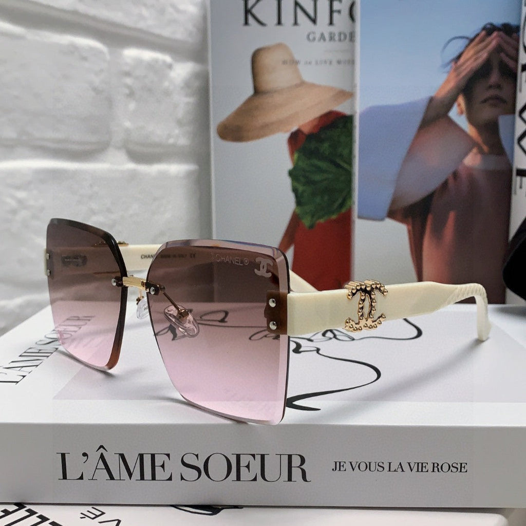 CHANEL SQUARE SUNGLASSES 632891 IN WHITE ACETATE BROWN LENSES