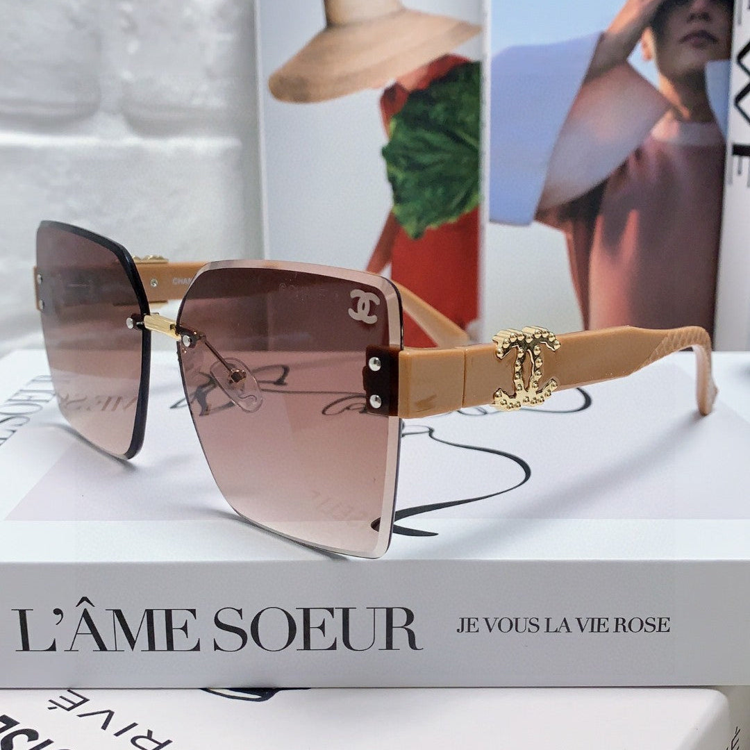 CHANEL SQUARE SUNGLASSES 632892 IN BEIGE ACETATE BROWN SMOKE LENSES