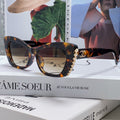 CHANEL CAT EYE SUNGLASSES 632699 IN HAVANA ACETATE EMBOSSED PEARL