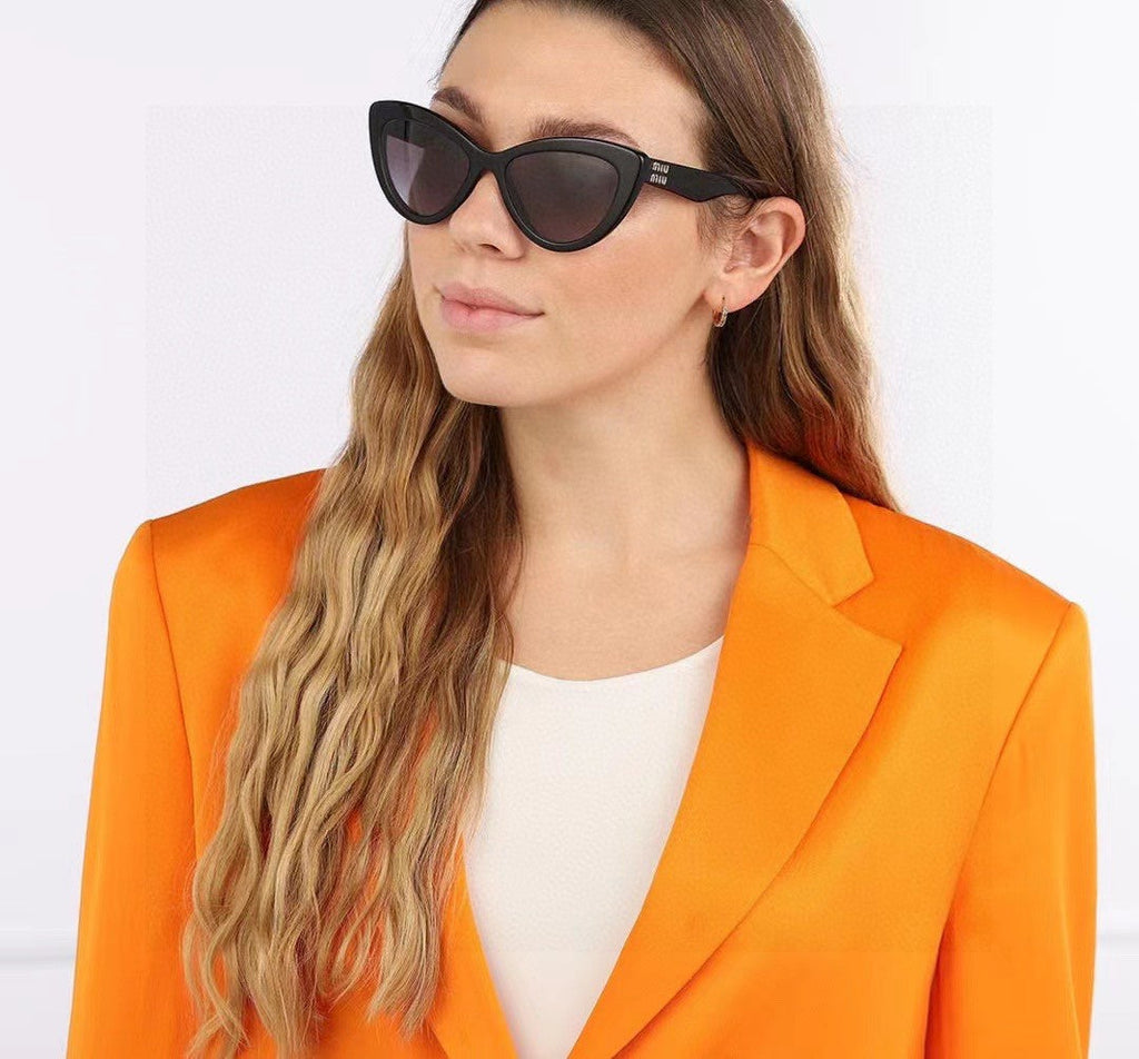 MIU MIU GLIMPSE CAT EYE SUNGLASSES 555886 IN BLACK ACETATE