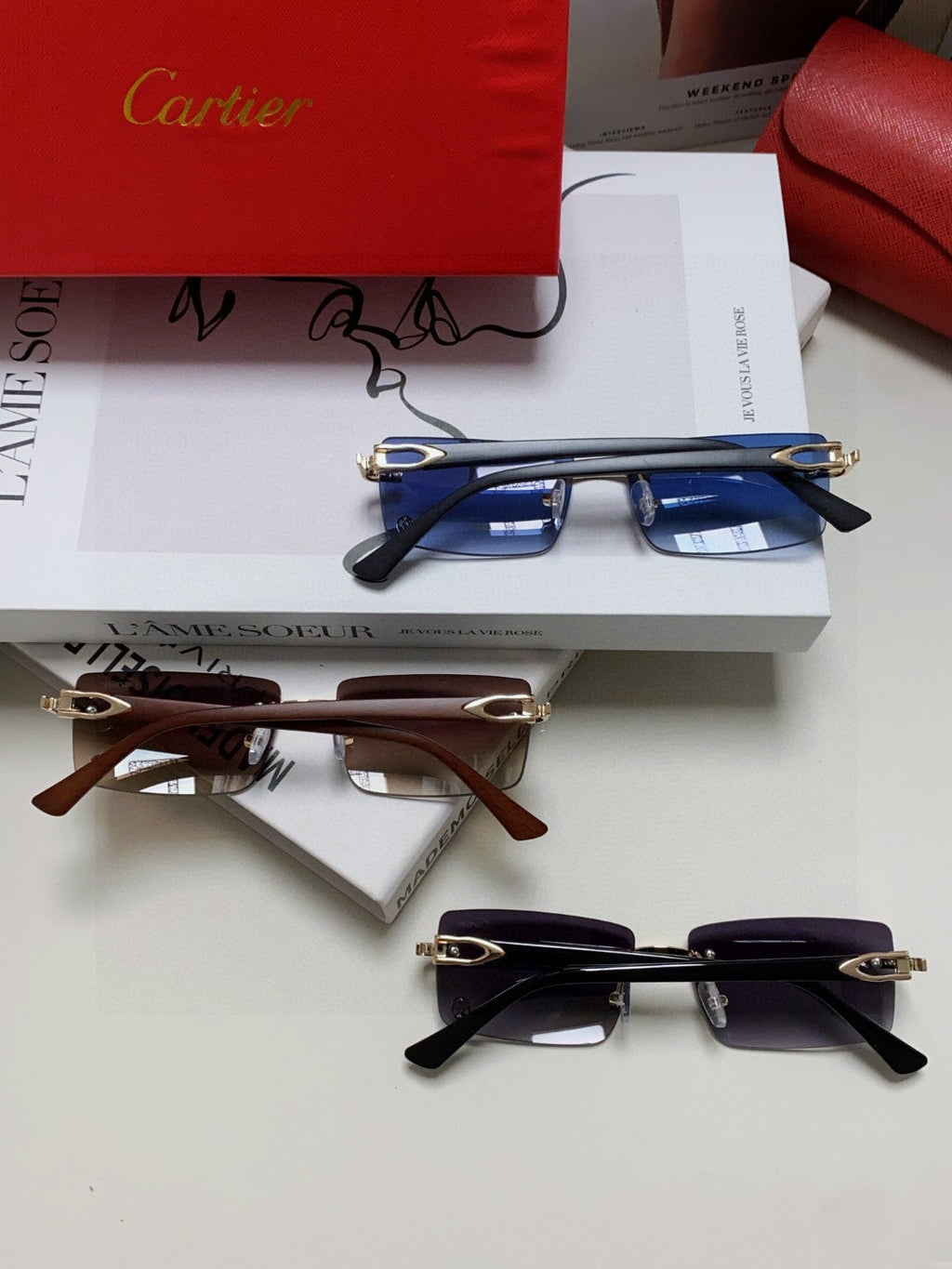 CARTIER RECTANGULAR FRAME SUNGLASSES 555890 IN METAL AND ACETATE