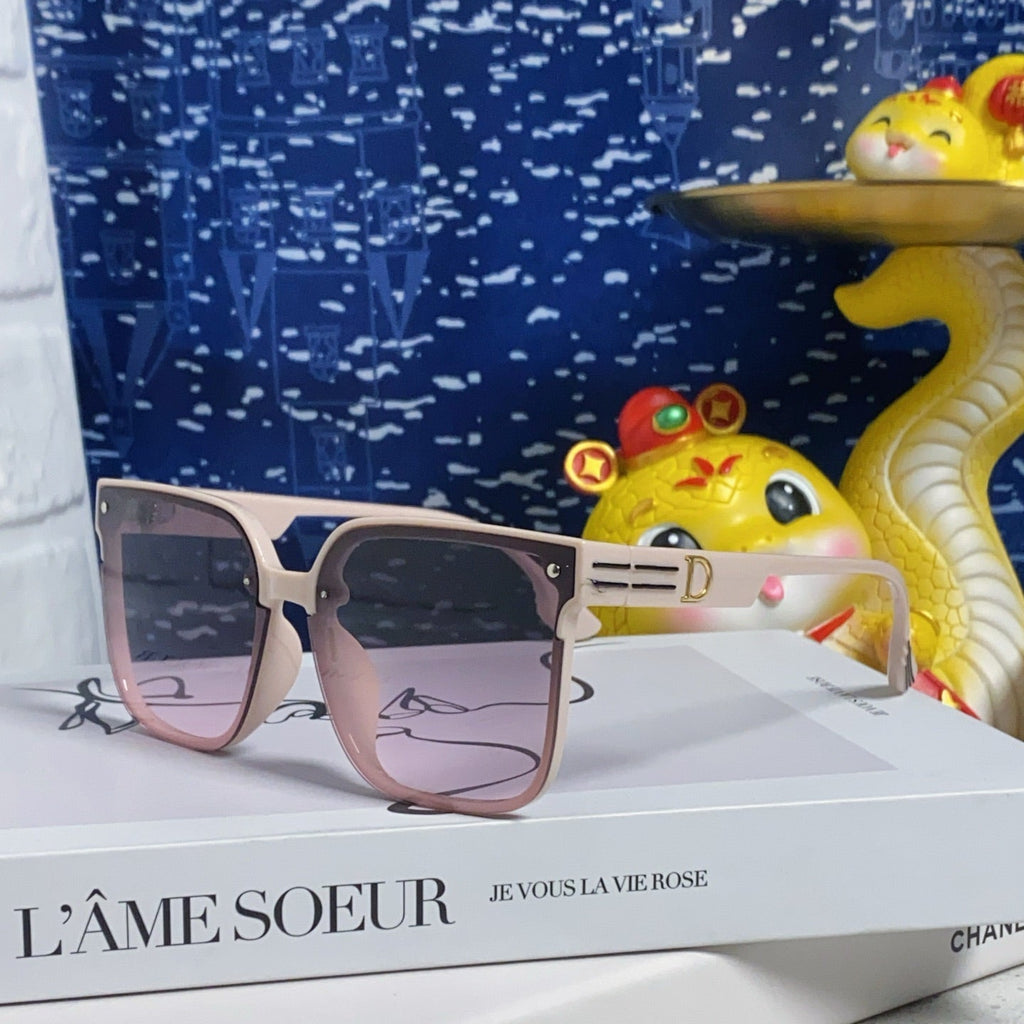 DIOR MONTAIGNE SUNGLASSES 560859 IN BEIGE ACETATE PINK SMOKE LENSES