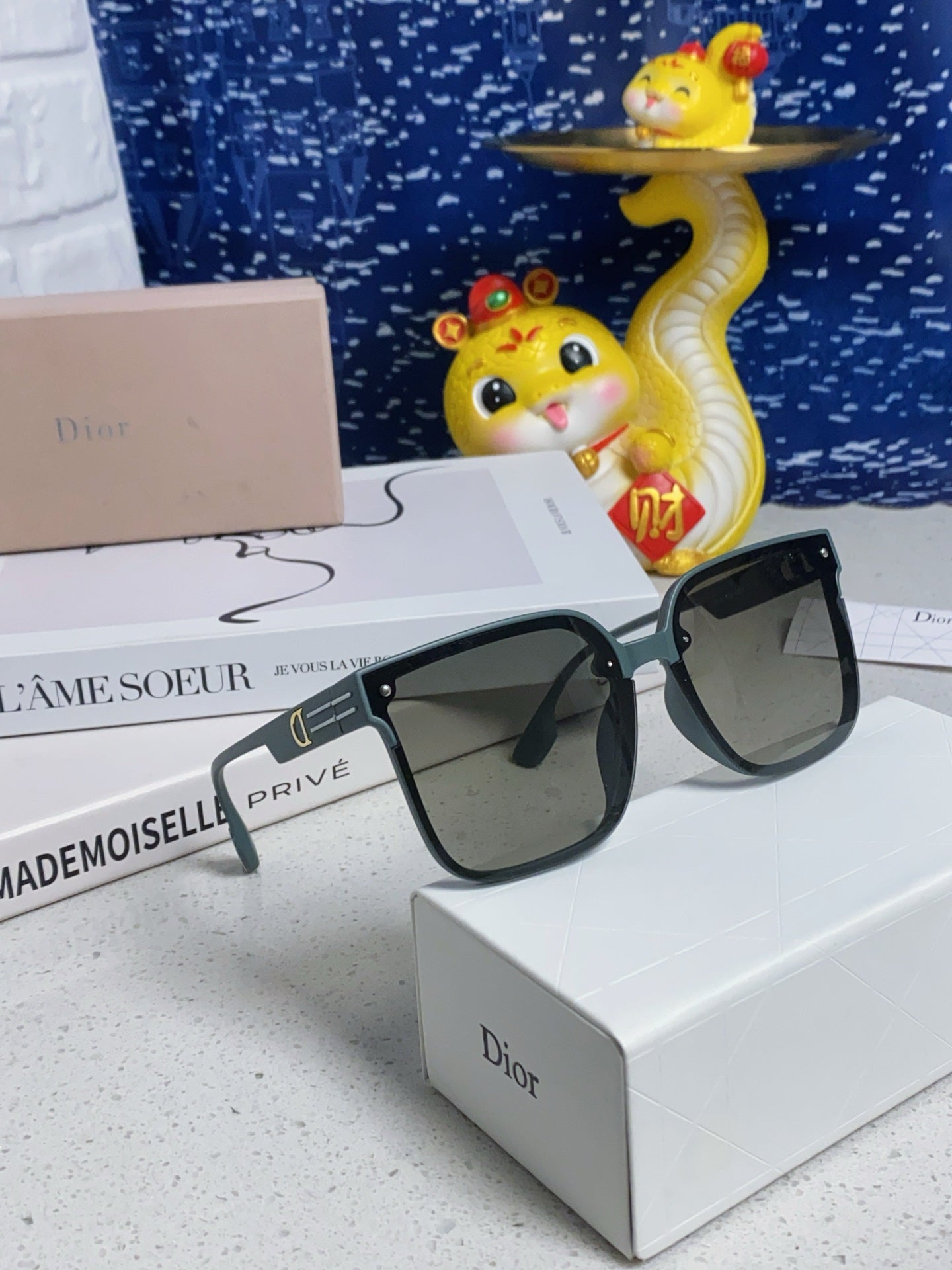 DIOR MONTAIGNE SUNGLASSES 560860 IN TAN GREEN ACETATE