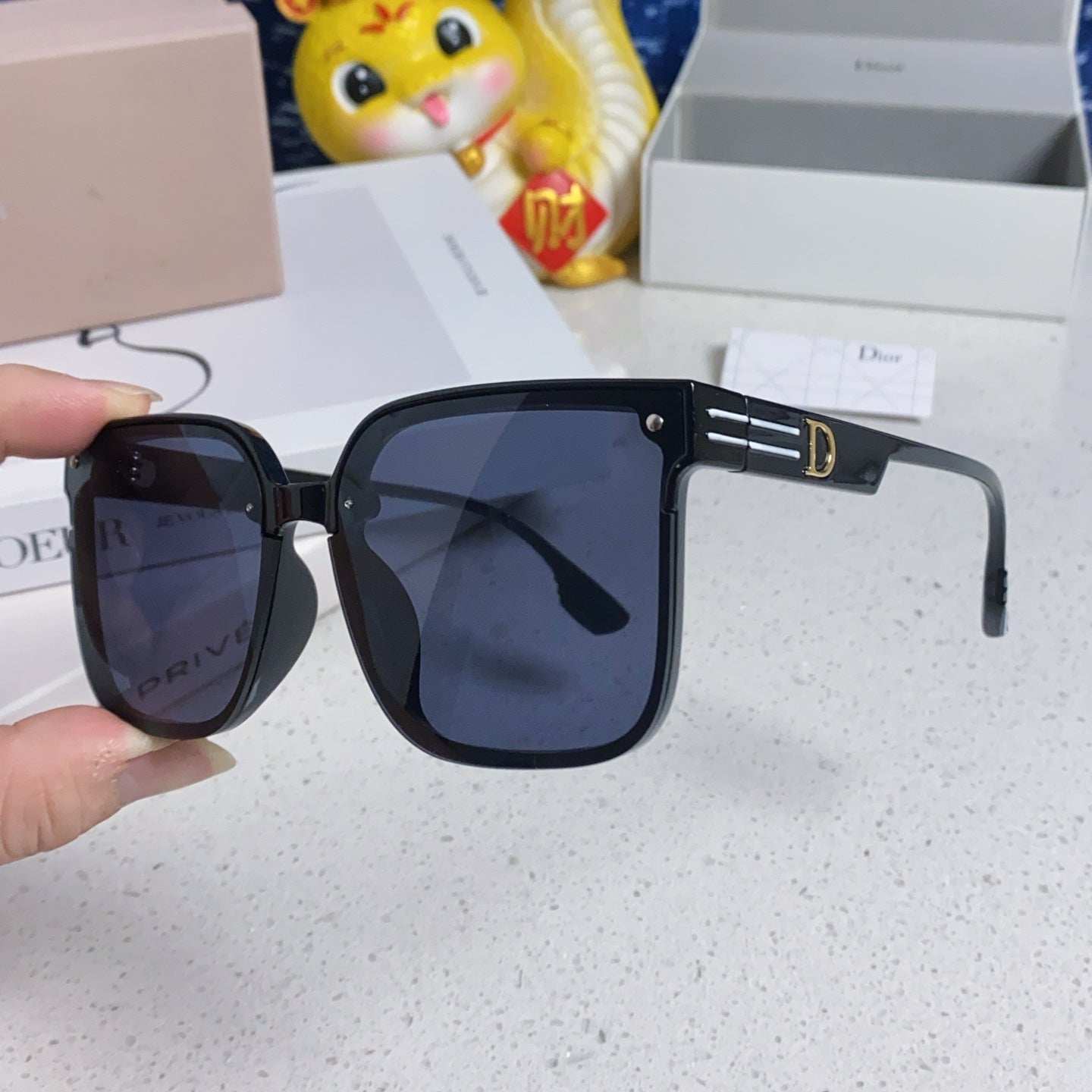 DIOR MONTAIGNE SUNGLASSES 560862 IN BLACK ACETATE