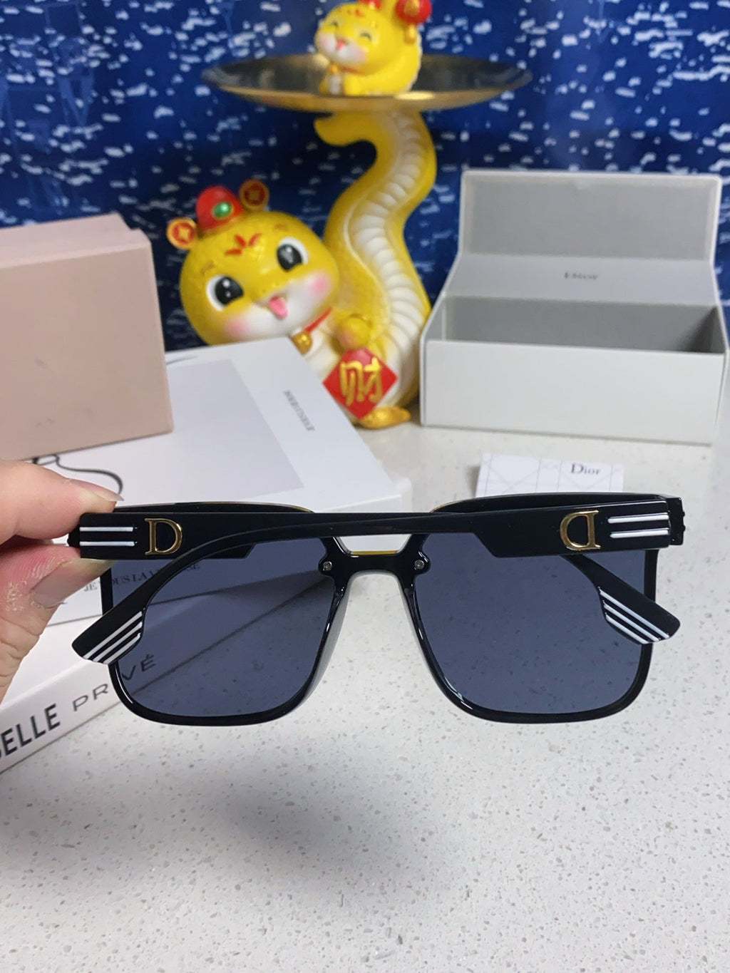 DIOR MONTAIGNE SUNGLASSES 560862 IN BLACK ACETATE