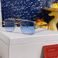 CARTIER SQUARE FRAME SUNGLASSES 522656 IN METAL AND WOODEN