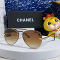 CHANEL CAT EYE SUNGLASSES 641935 IN GOLD METAL BROWN SMOKE LENSES