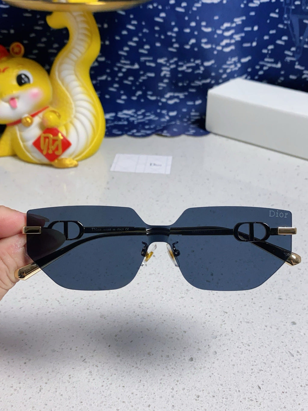 DIOR MONTAIGNE SUNGLASSES 563194 IN GOLD METAL GREY LENSES