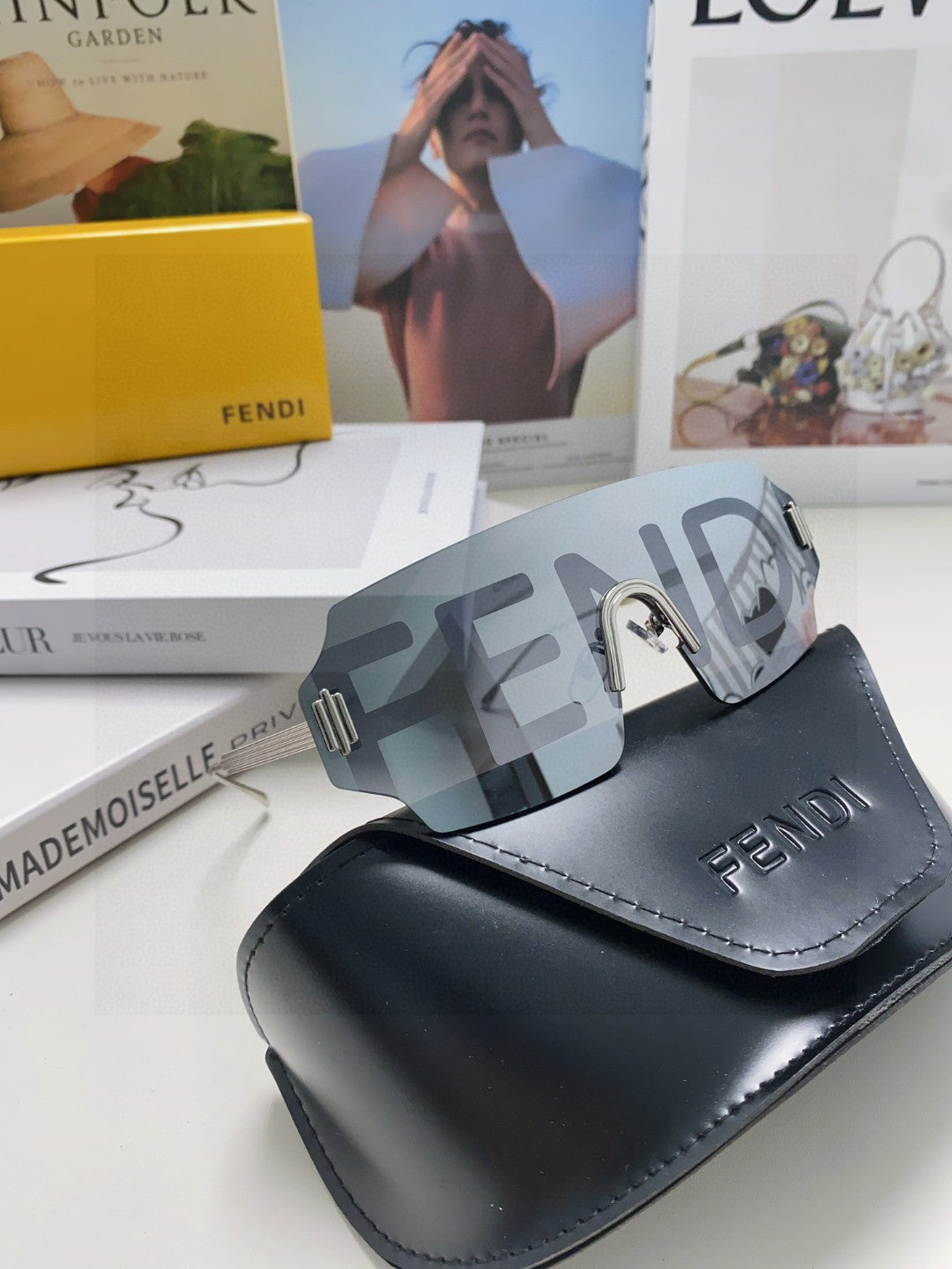 FENDI ANGULAR VISOR SUNGLASSES 575795 IN METAL