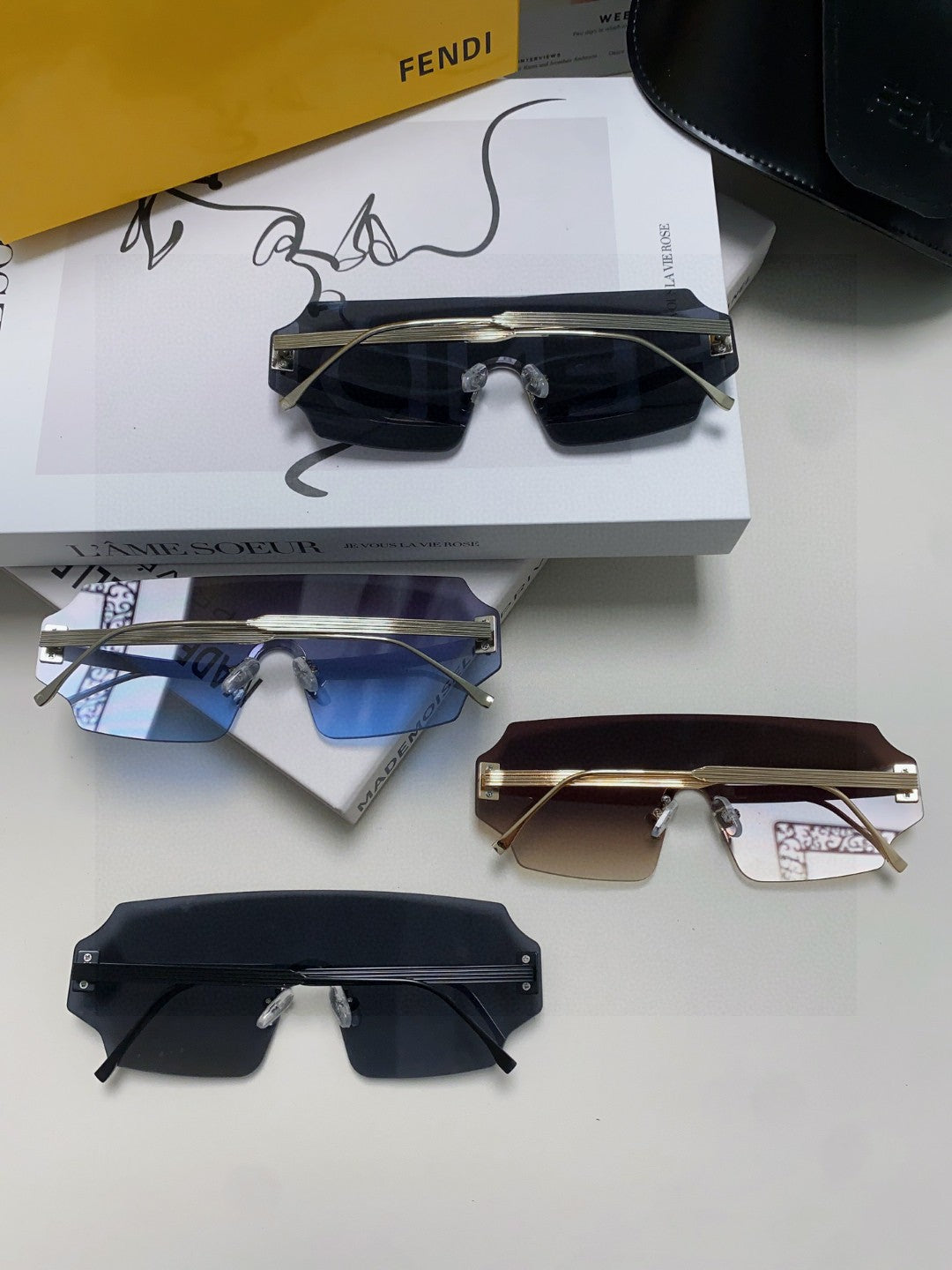 FENDI ANGULAR VISOR SUNGLASSES 575795 IN METAL