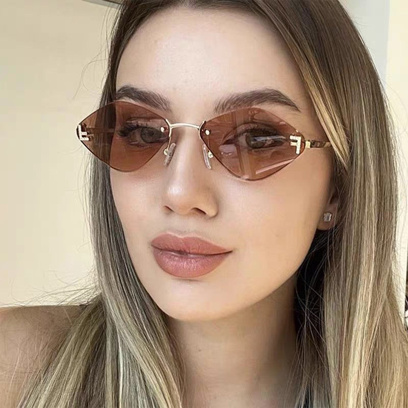 FENDI SKY RIMLESS TRIANGLE FRAME SUNGLASSES 566724 IN METAL