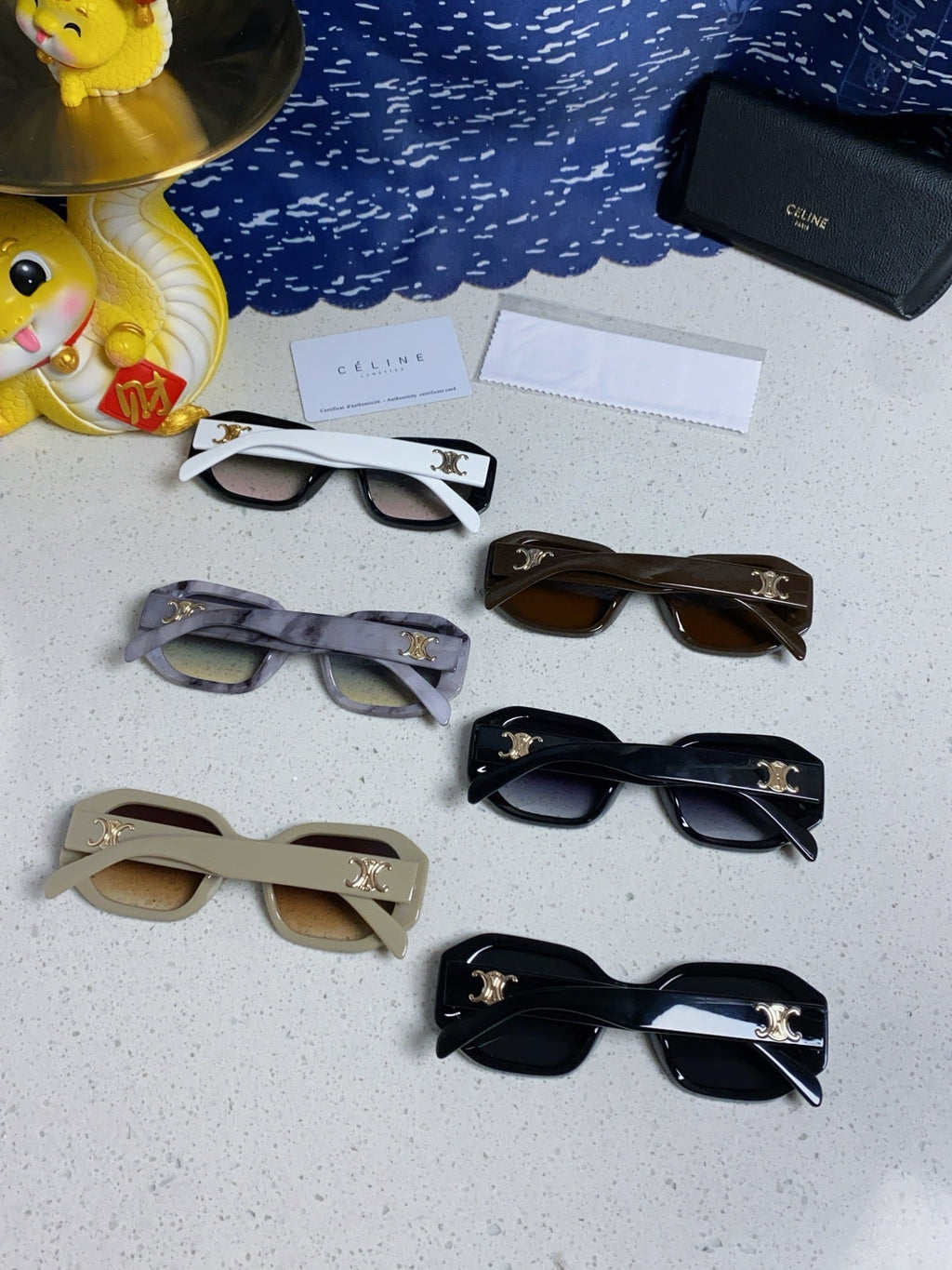 CELINE TRIOMPHE SQUARE SUNGLASSES 566739 IN BLACK AND WHITE ACETATE
