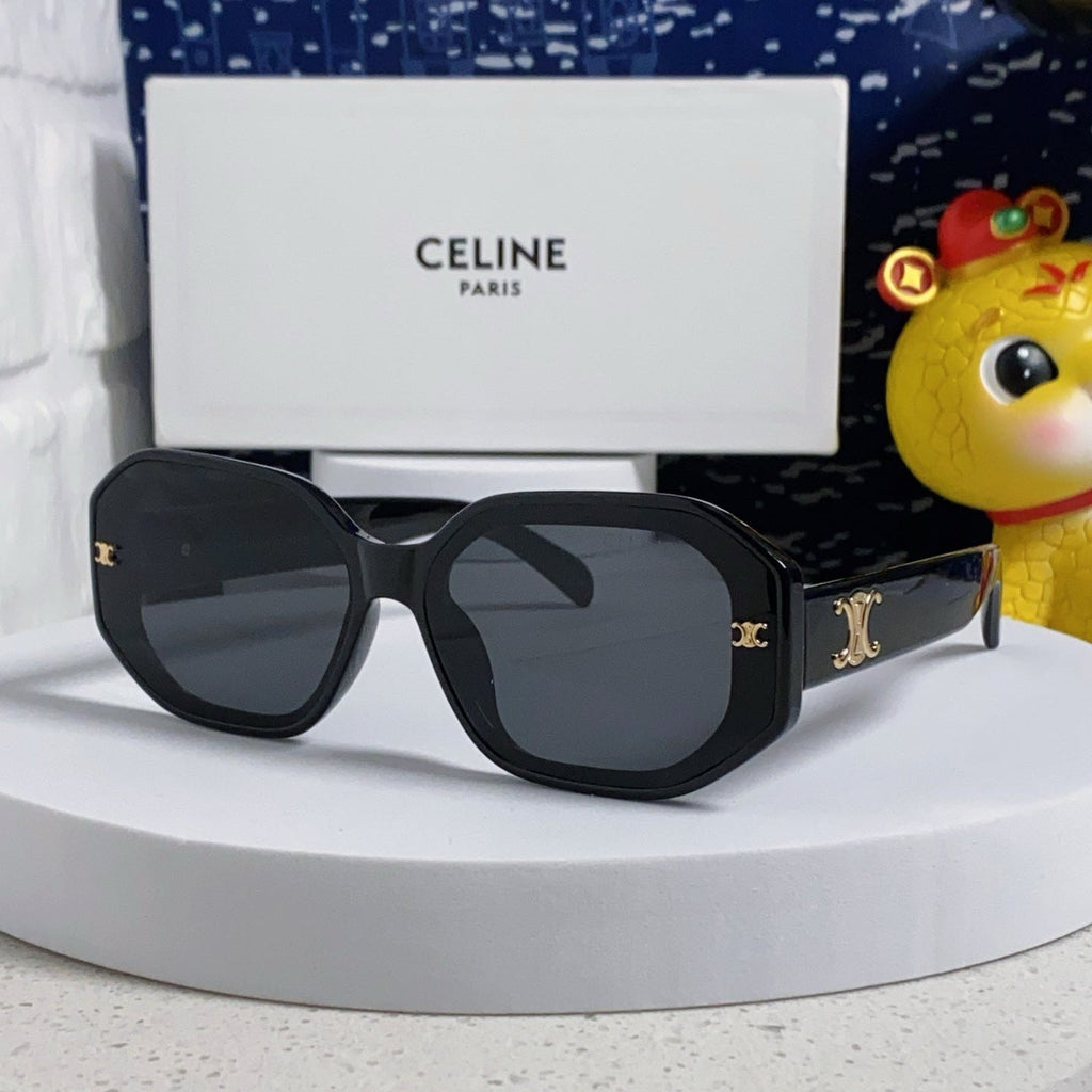 CELINE TRIOMPHE SQUARE SUNGLASSES 566744 IN BLACK ACETATE