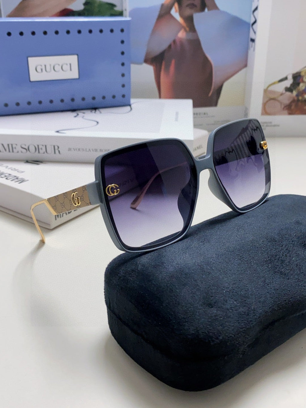 GUCCI SQUARE FRAME SUNGLASSES 567447 IN ACETATE