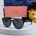 MIU MIU RUNWAY SUNGLASSES 567504 IN BLACK ACETATE SILVER LOGO BLACK LENSES
