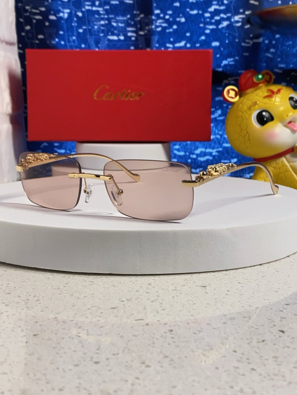 CARTIER PANTHÈRE RECTANGULAR FRAME SUNGLASSES 567503 IN METAL