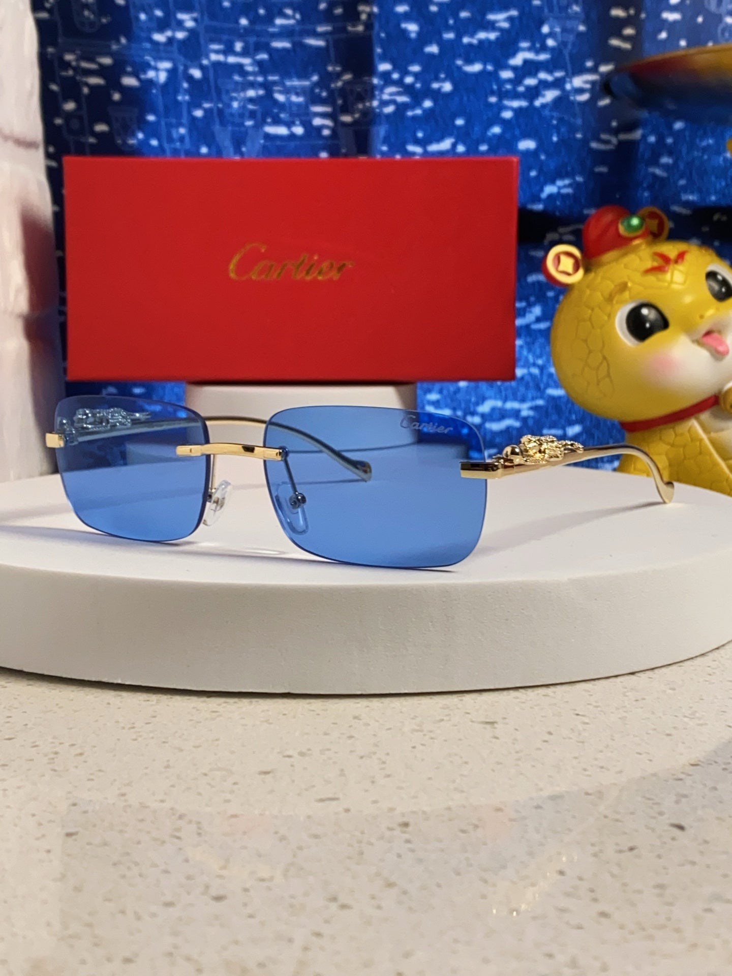 CARTIER PANTHÈRE RECTANGULAR FRAME SUNGLASSES 567503 IN METAL