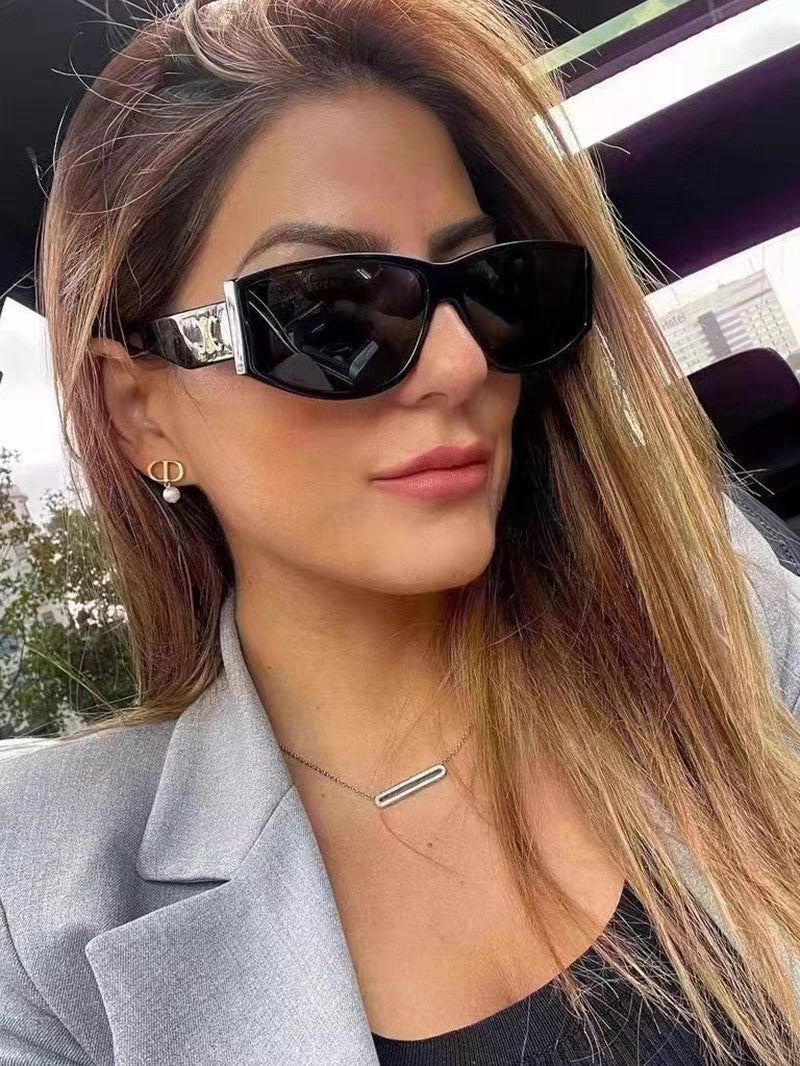 CELINE TRIOMPHE SUNGLASSES 533220 IN BLACK ACETATE GOLD LOGO