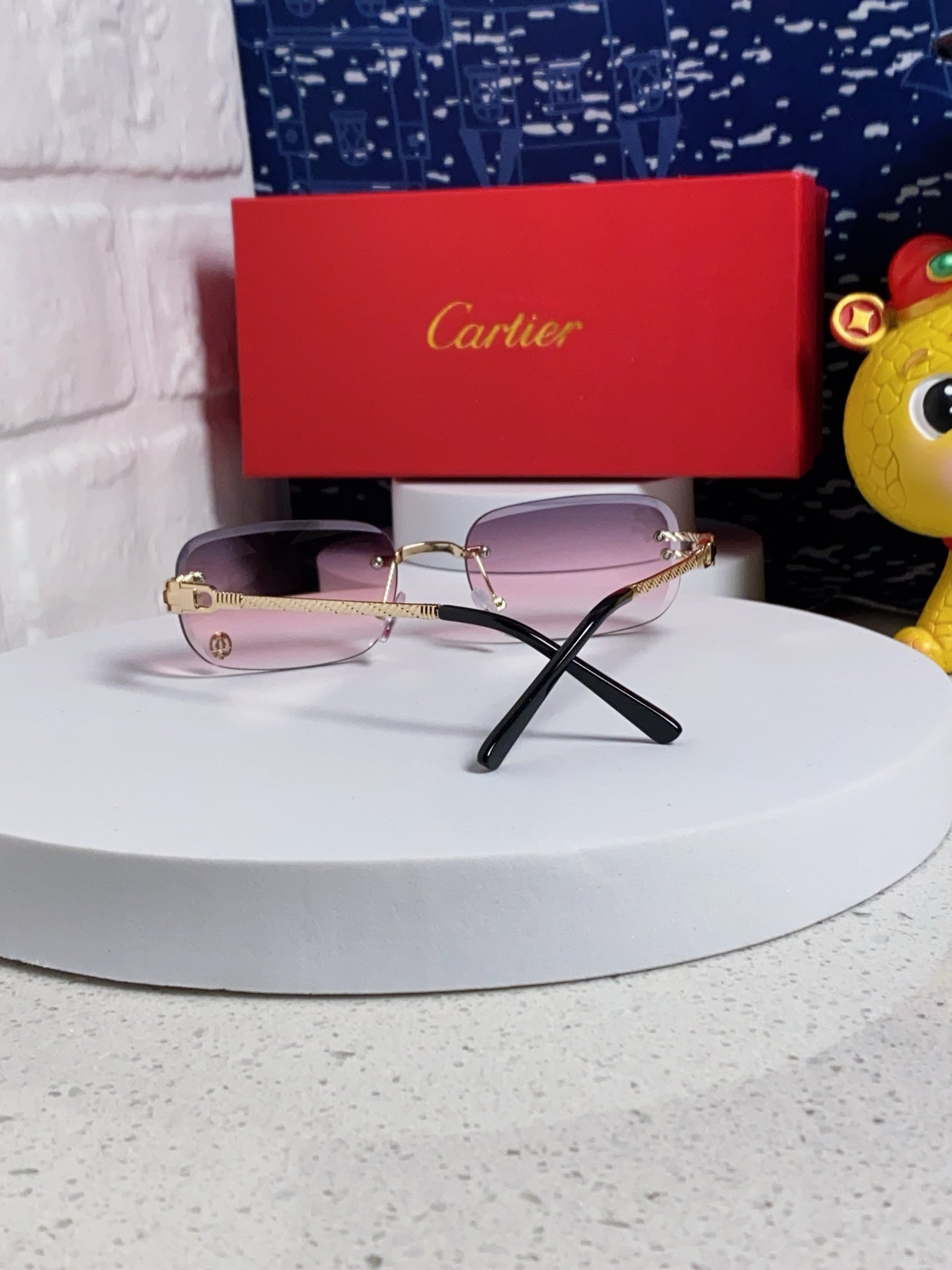 CARTIER SIGNATURE RECTANGULAR FRAME SUNGLASSES 533233 IN METAL