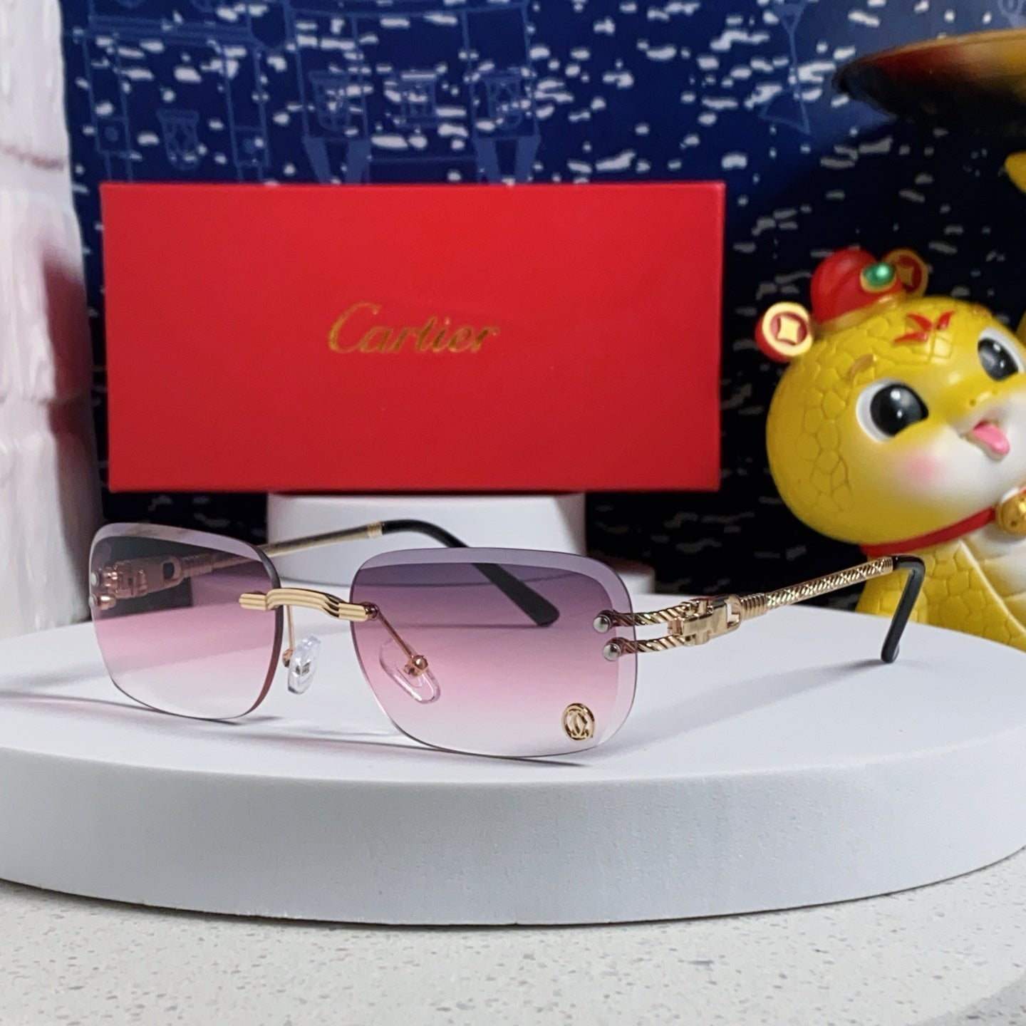 CARTIER SIGNATURE RECTANGULAR FRAME SUNGLASSES 533233 IN METAL