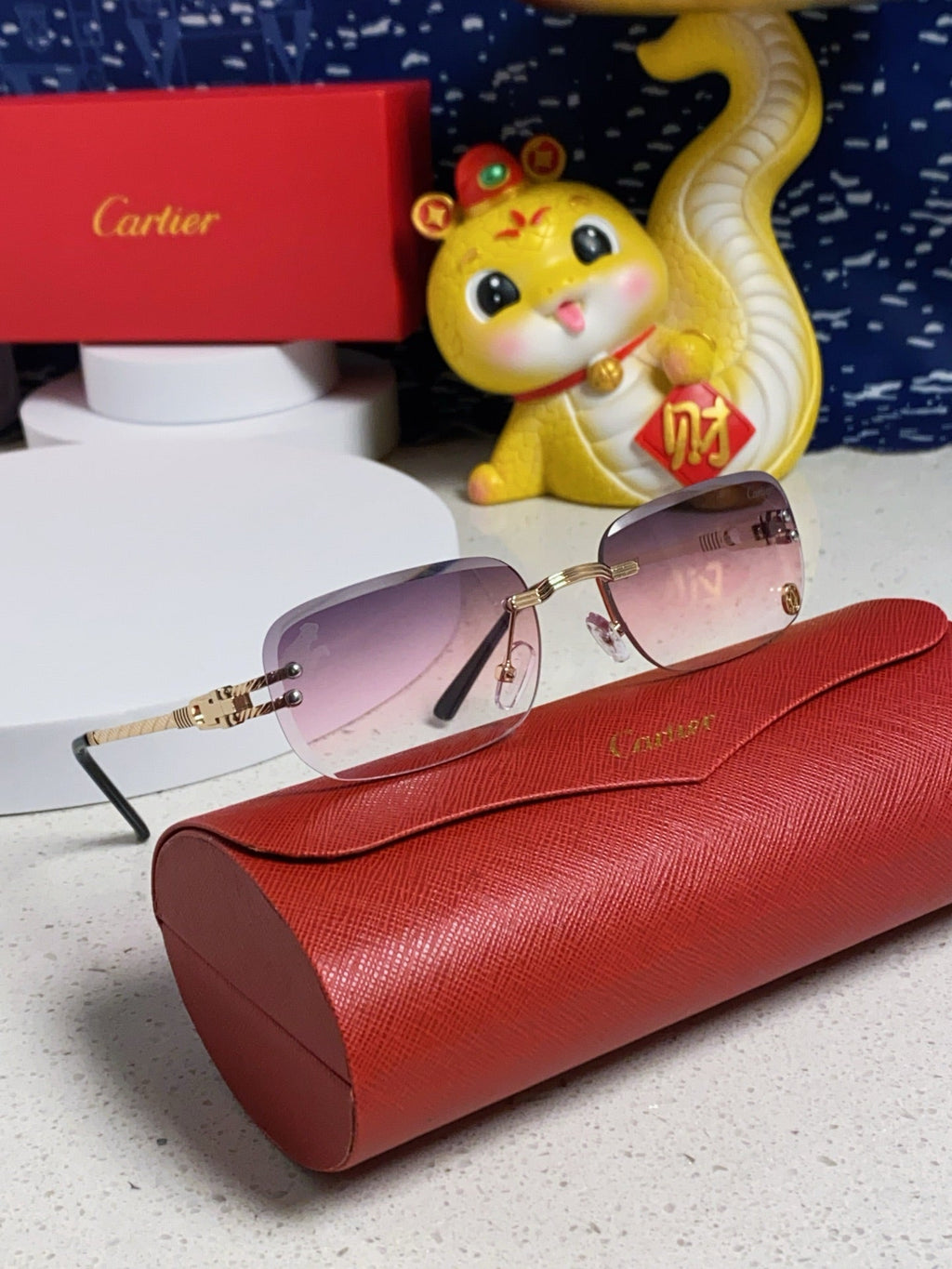 CARTIER SIGNATURE RECTANGULAR FRAME SUNGLASSES 533233 IN METAL