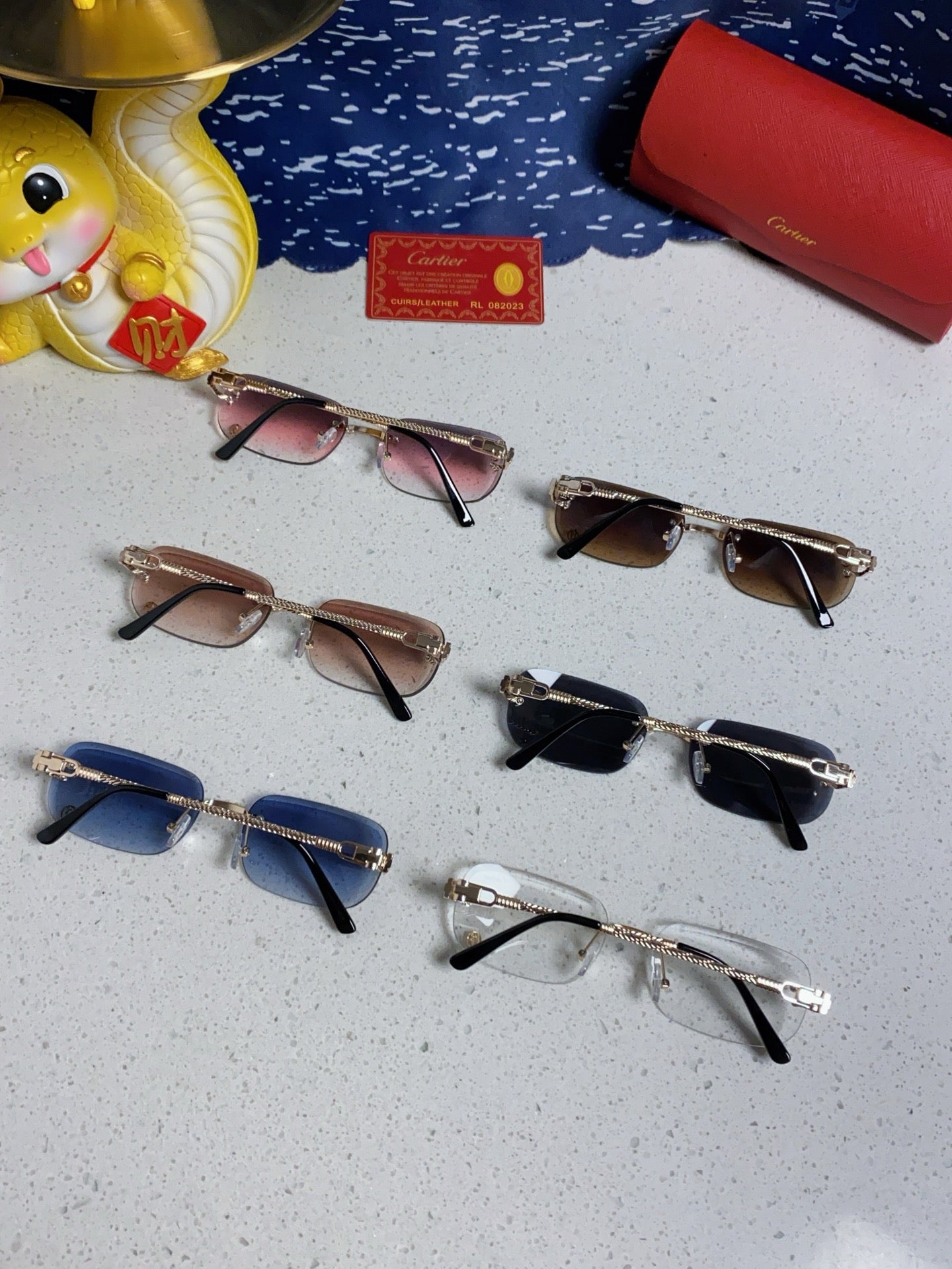 CARTIER SIGNATURE RECTANGULAR FRAME SUNGLASSES 533233 IN METAL
