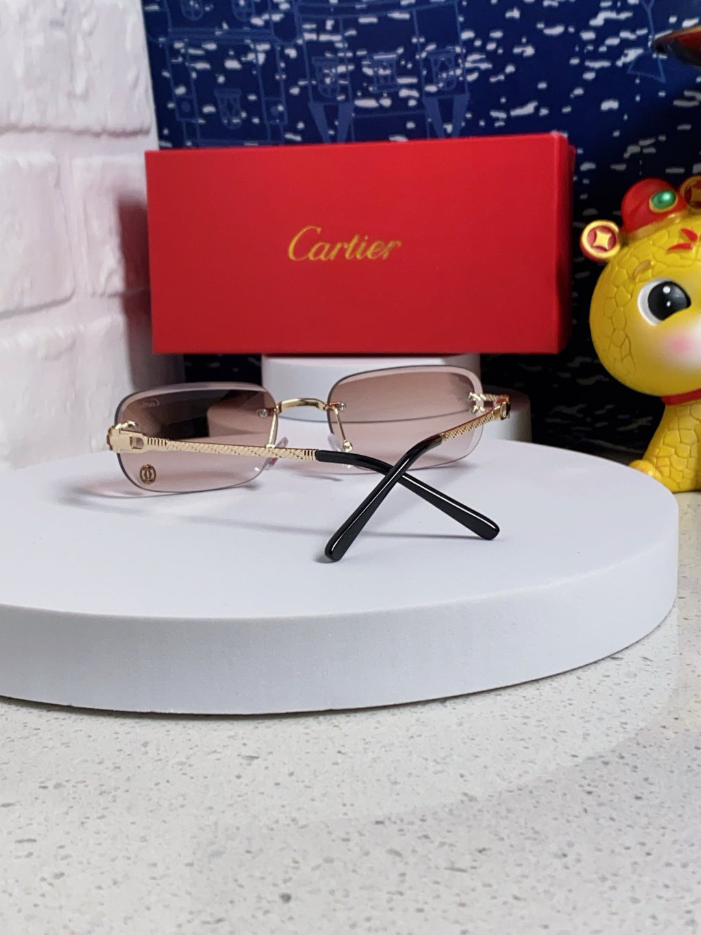 CARTIER SIGNATURE RECTANGULAR FRAME SUNGLASSES 533233 IN METAL