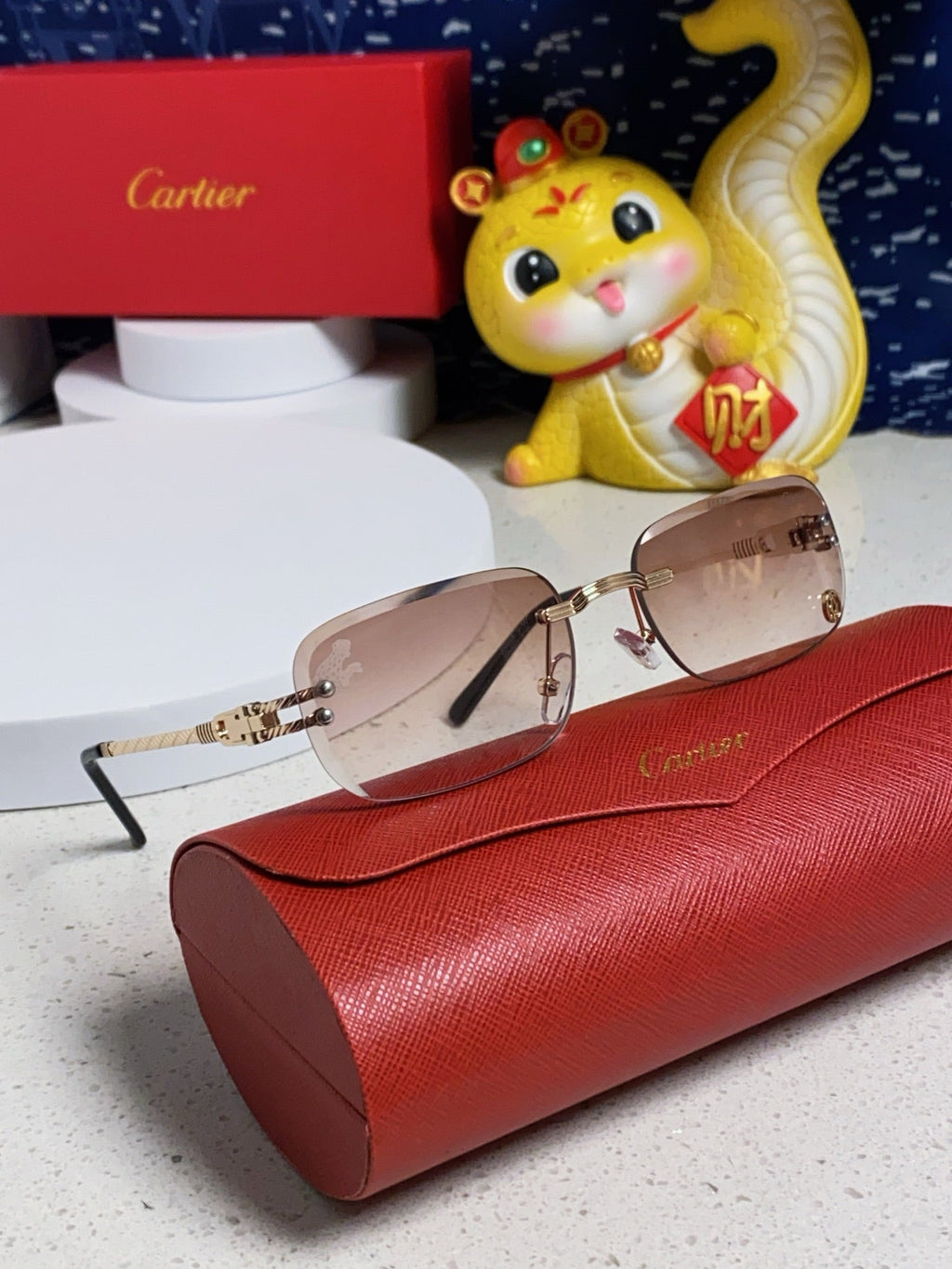 CARTIER SIGNATURE RECTANGULAR FRAME SUNGLASSES 533233 IN METAL