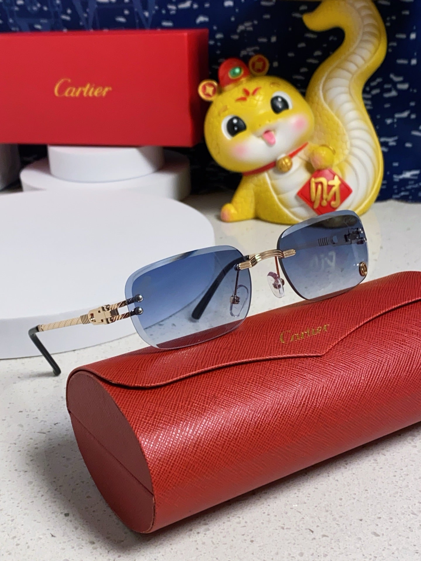 CARTIER SIGNATURE RECTANGULAR FRAME SUNGLASSES 533233 IN METAL