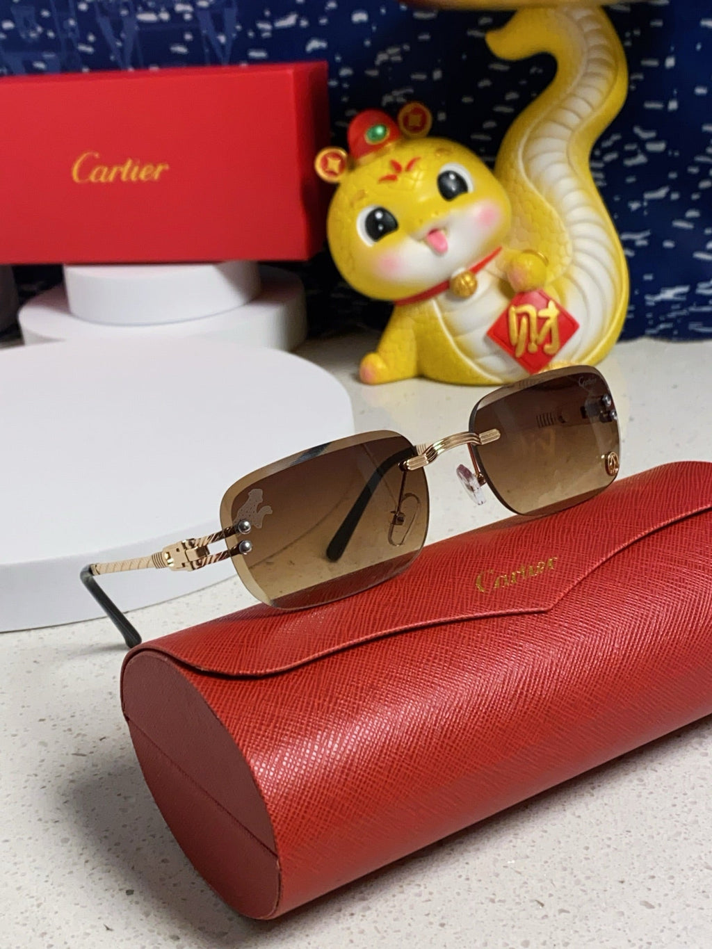 CARTIER SIGNATURE RECTANGULAR FRAME SUNGLASSES 533233 IN METAL