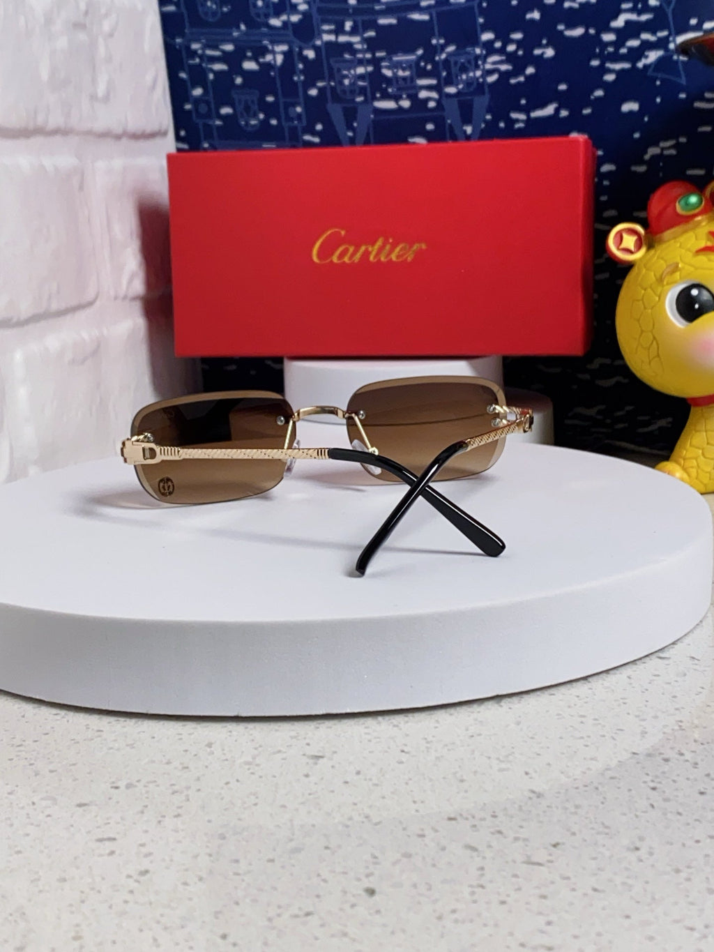 CARTIER SIGNATURE RECTANGULAR FRAME SUNGLASSES 533233 IN METAL
