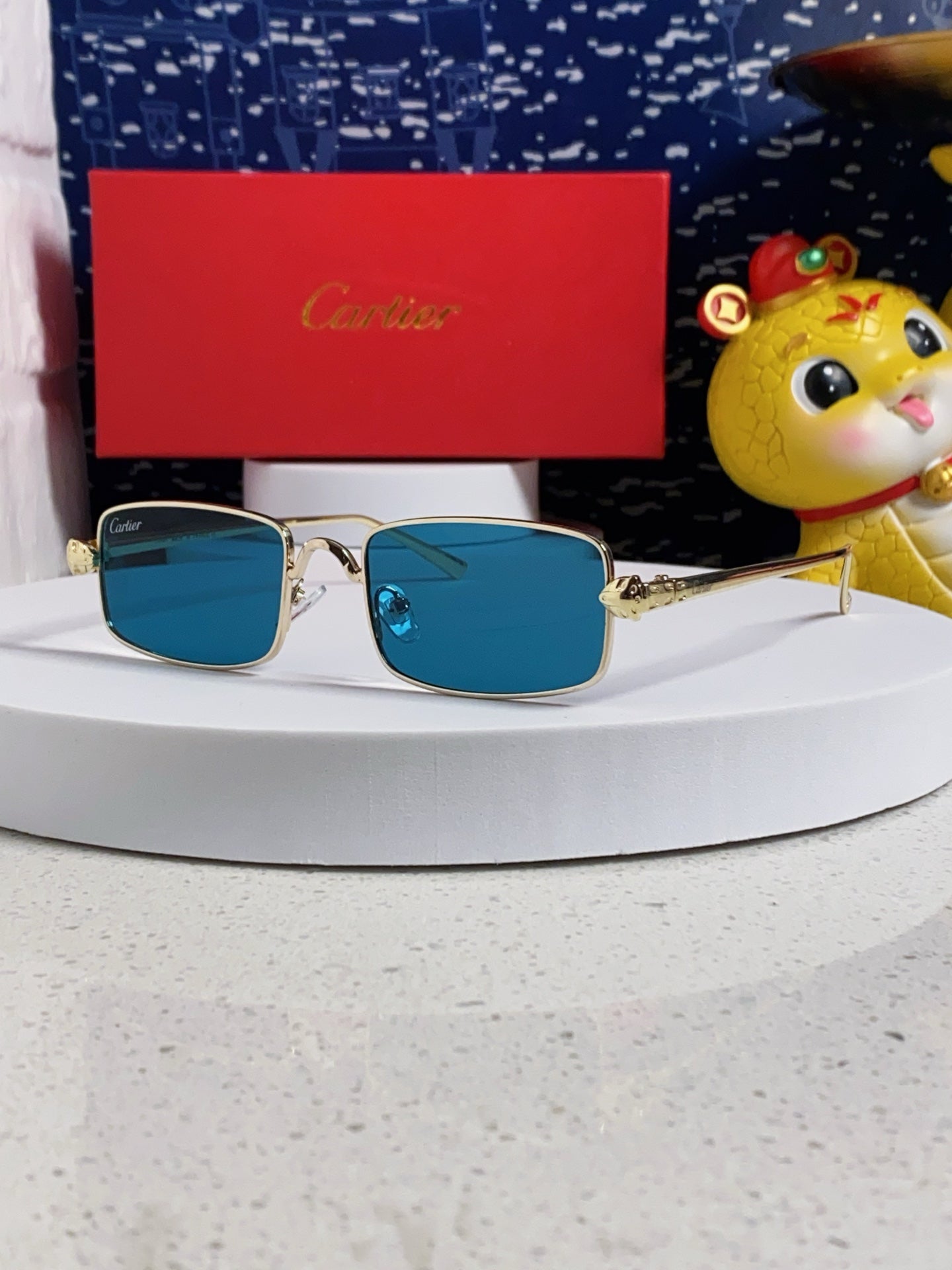 CARTIER SANTOS RECTANGULAR FRAME SUNGLASSES CT0473S IN METAL