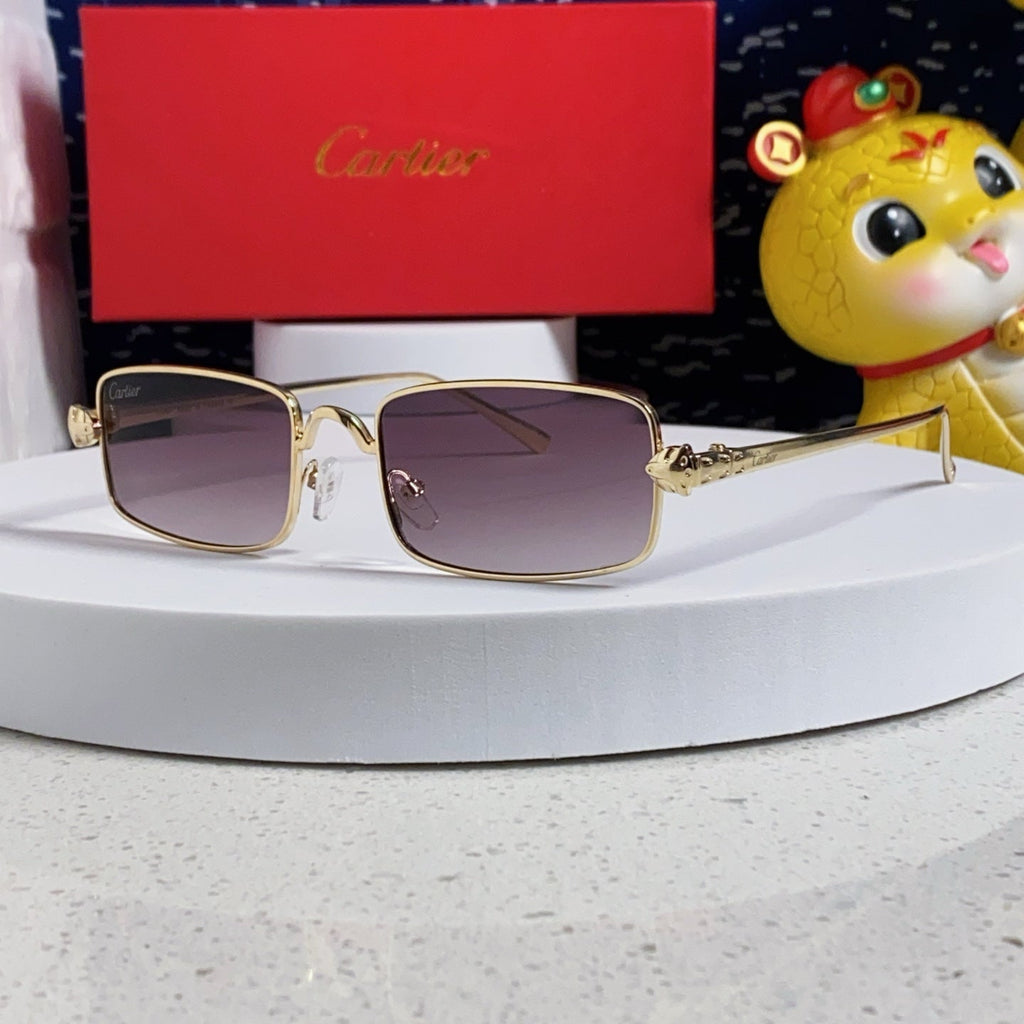 CARTIER PANTHÈRE RECTANGULAR FRAME SUNGLASSES CT0473S IN METAL