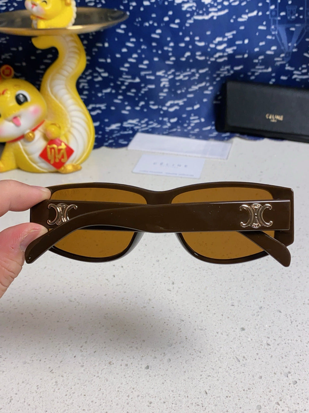 CELINE TRIOMPHE SUNGLASSES 533219 IN CARAMEL ACETATE