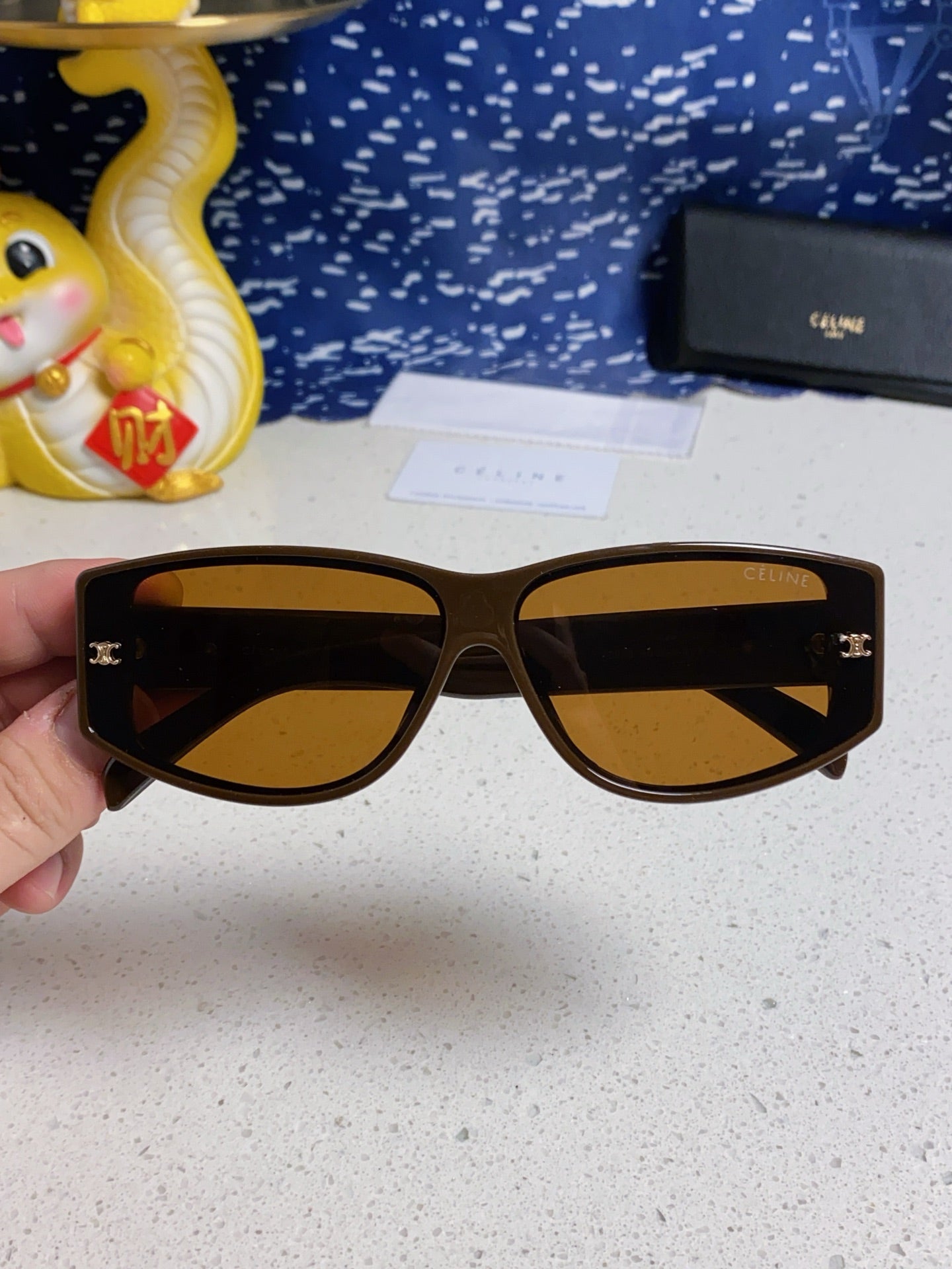 CELINE TRIOMPHE SUNGLASSES 533219 IN CARAMEL ACETATE