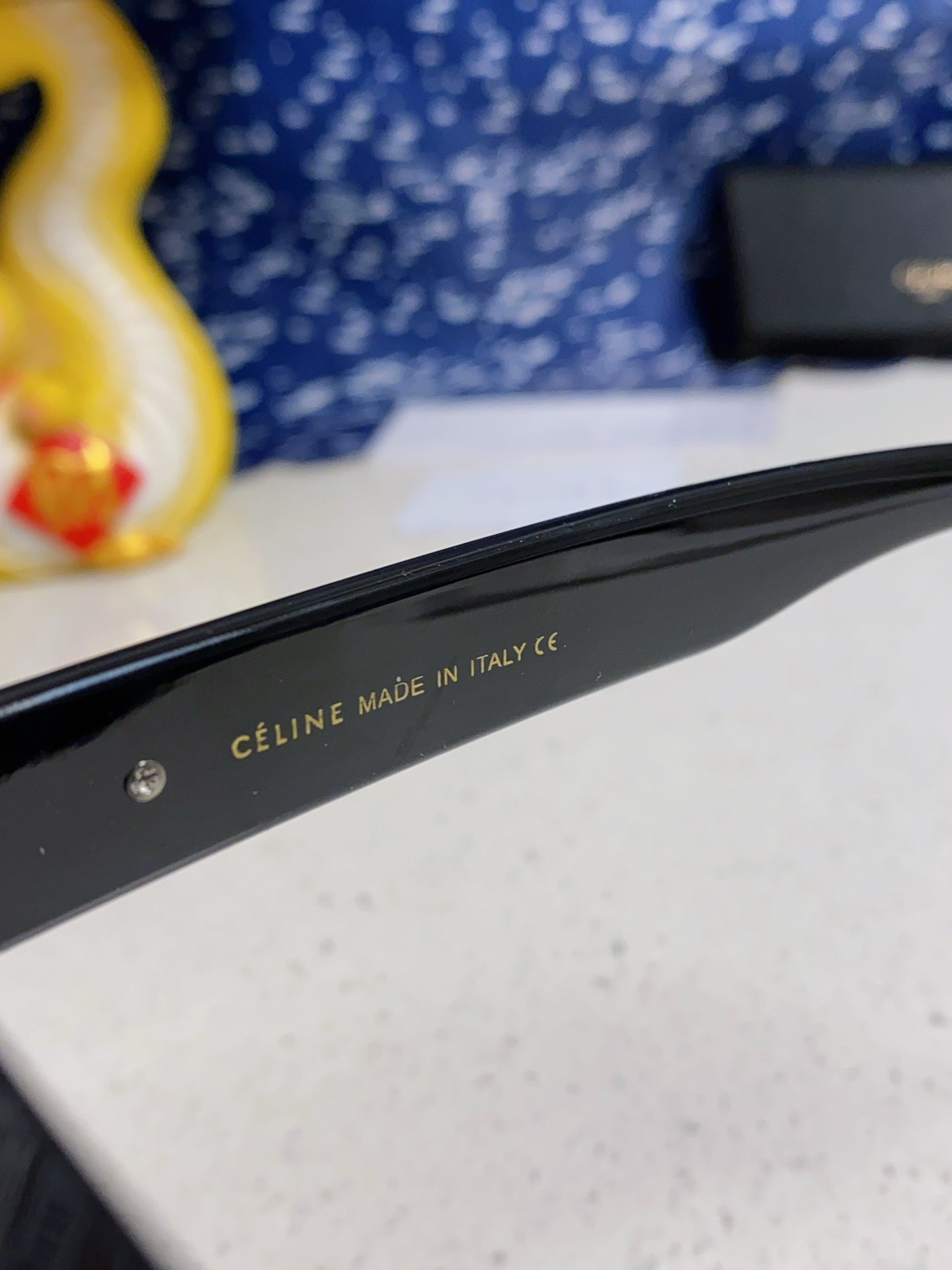 CELINE TRIOMPHE SUNGLASSES 533220 IN BLACK ACETATE GOLD LOGO