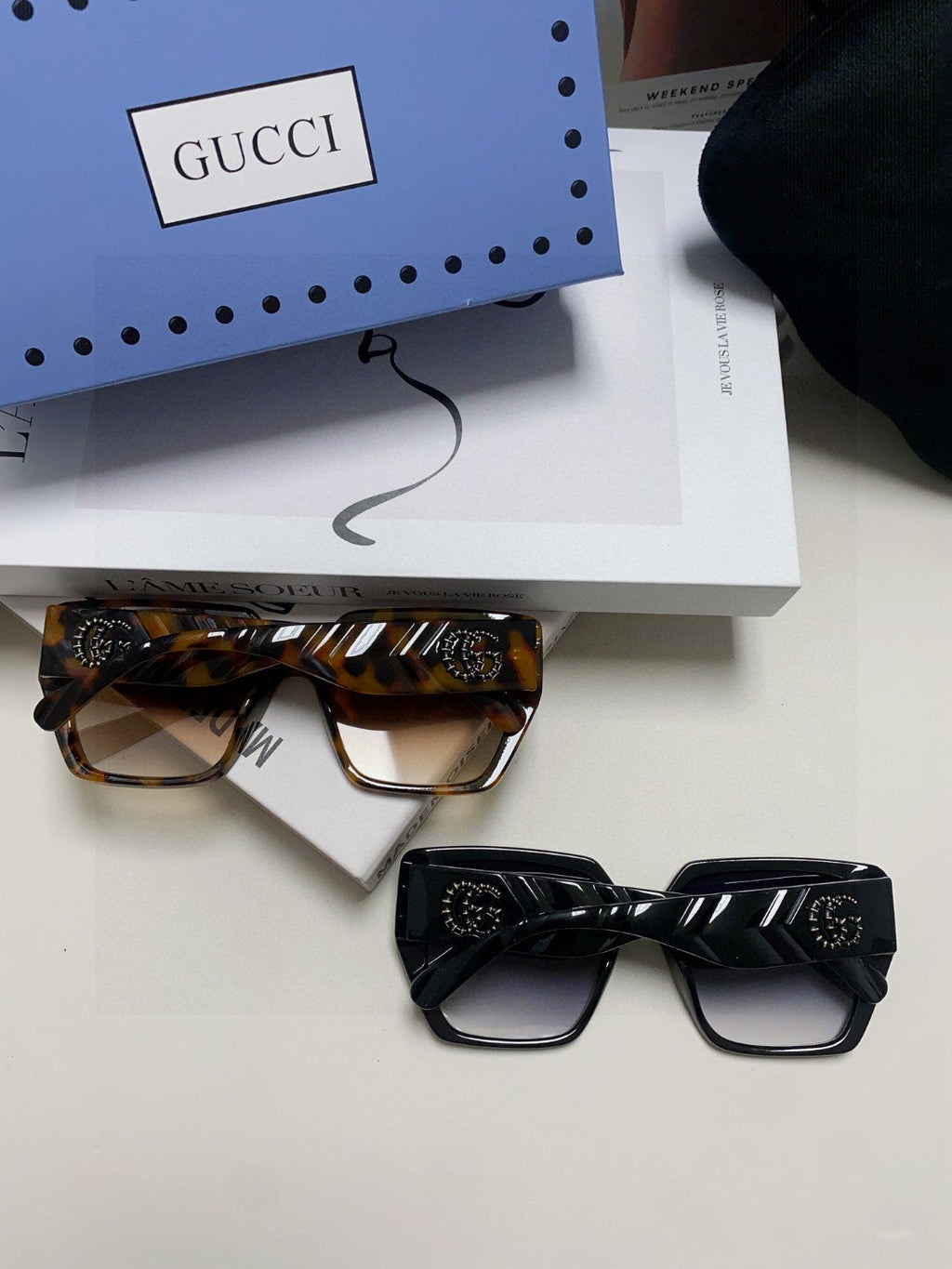 GUCCI SQUARE FRAME SUNGLASSES 570209 IN ACETATE