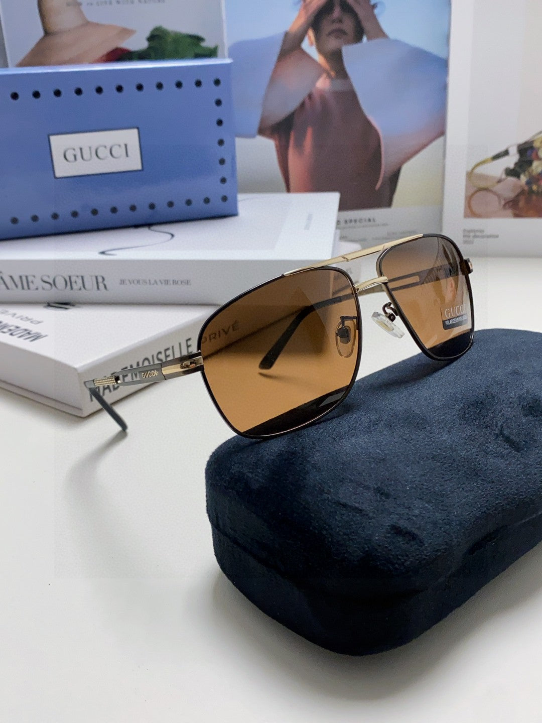 GUCCI NAVIGATOR FRAME SUNGLASSES 570256 IN METAL