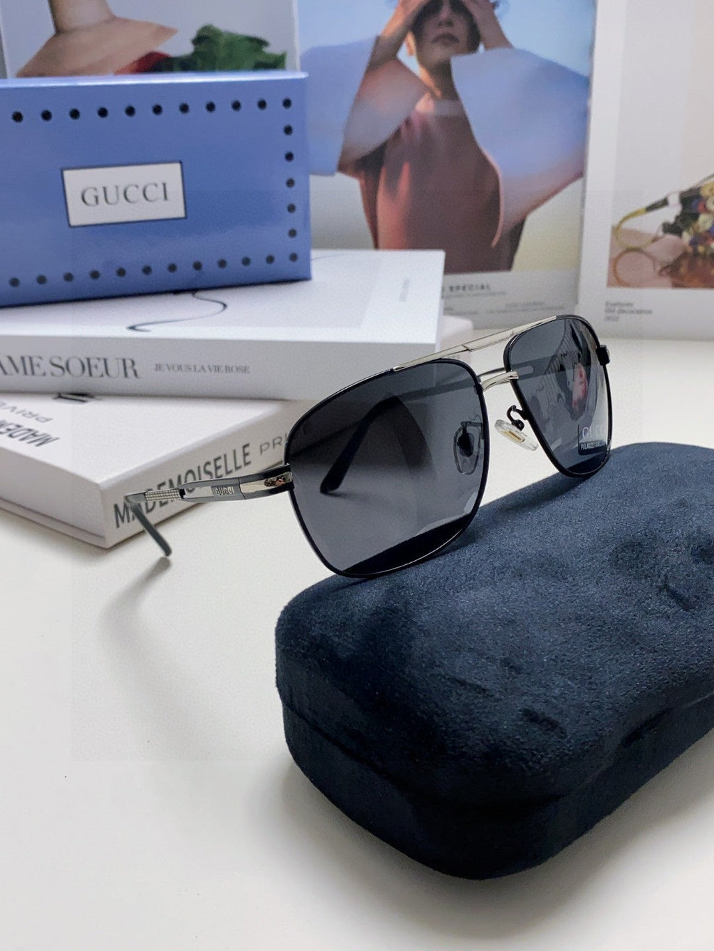 GUCCI NAVIGATOR FRAME SUNGLASSES 570256 IN METAL