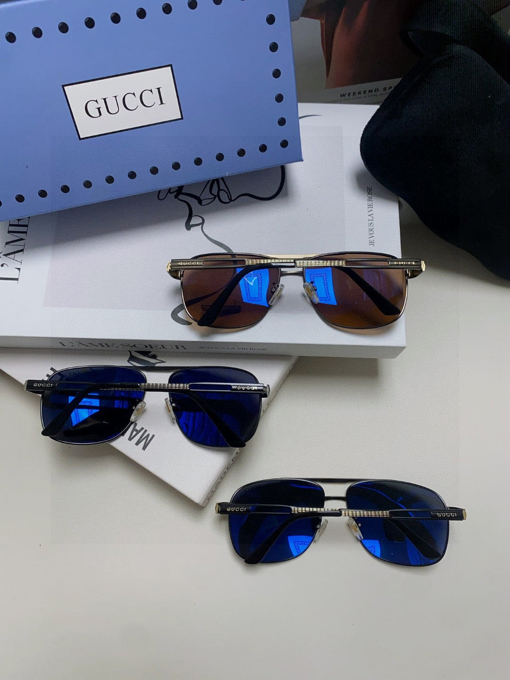 GUCCI NAVIGATOR FRAME SUNGLASSES 570256 IN METAL