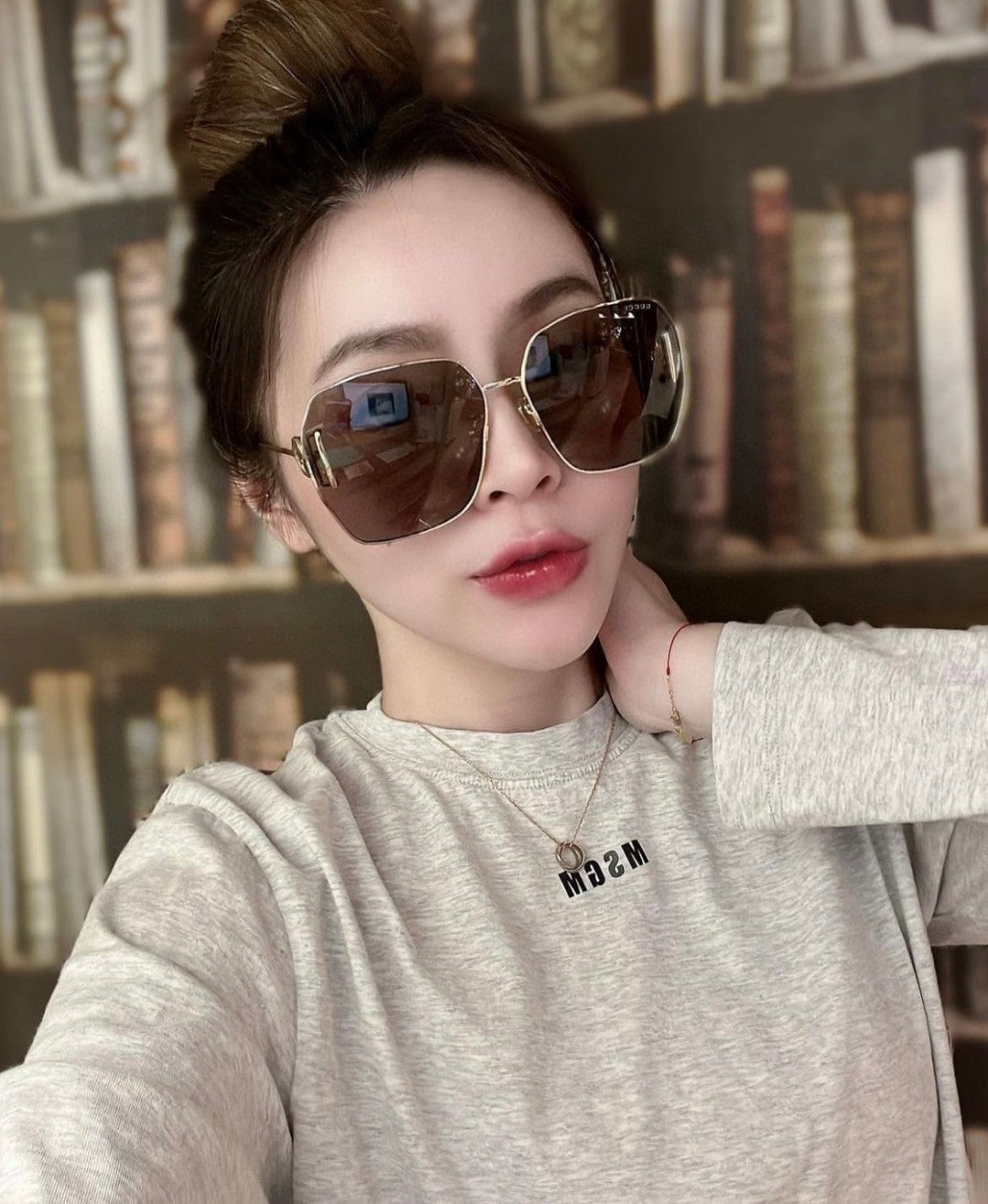 GUCCI SQUARE FRAME SUNGLASSES 570217 IN METAL