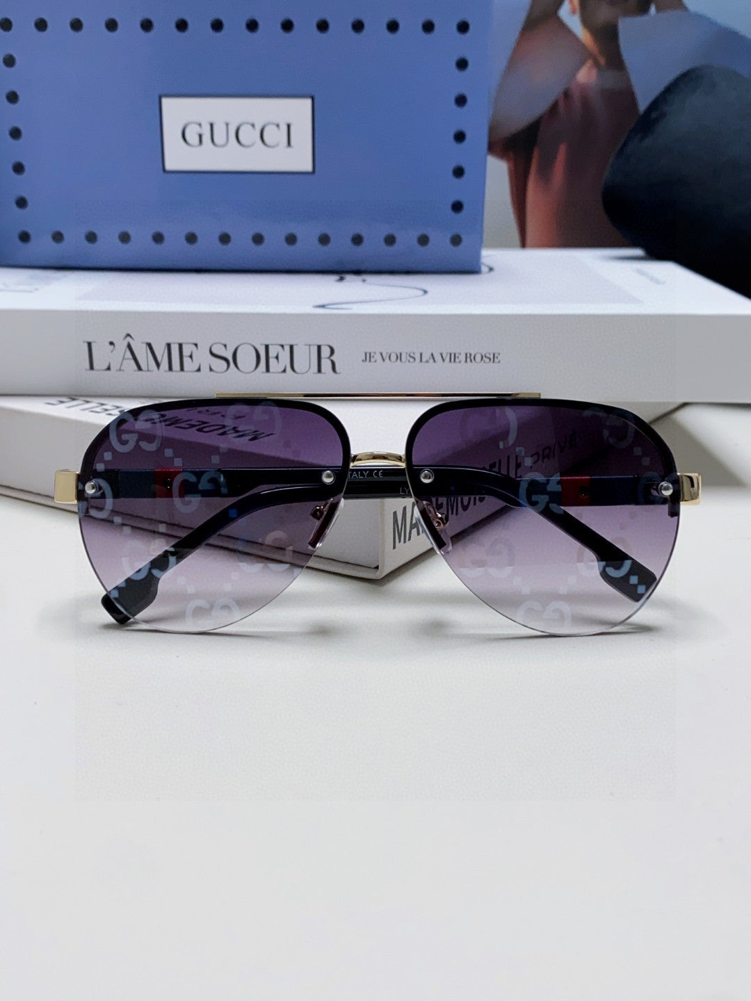GUCCI AVIATOR FRAME SUNGLASSES 570223 IN METAL