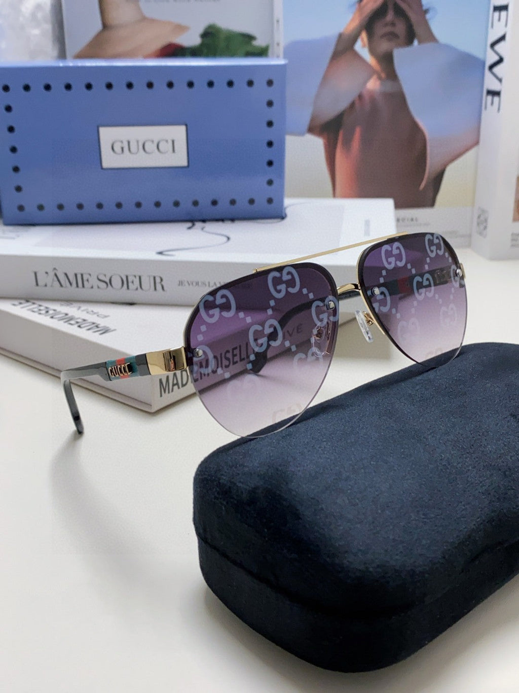 GUCCI AVIATOR FRAME SUNGLASSES 570223 IN METAL