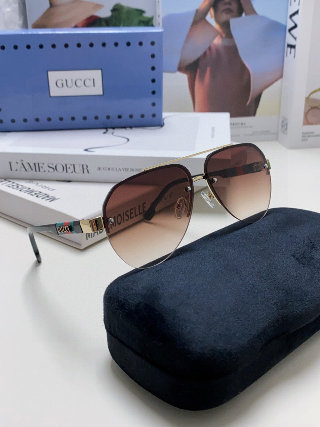 GUCCI AVIATOR FRAME SUNGLASSES 570223 IN METAL