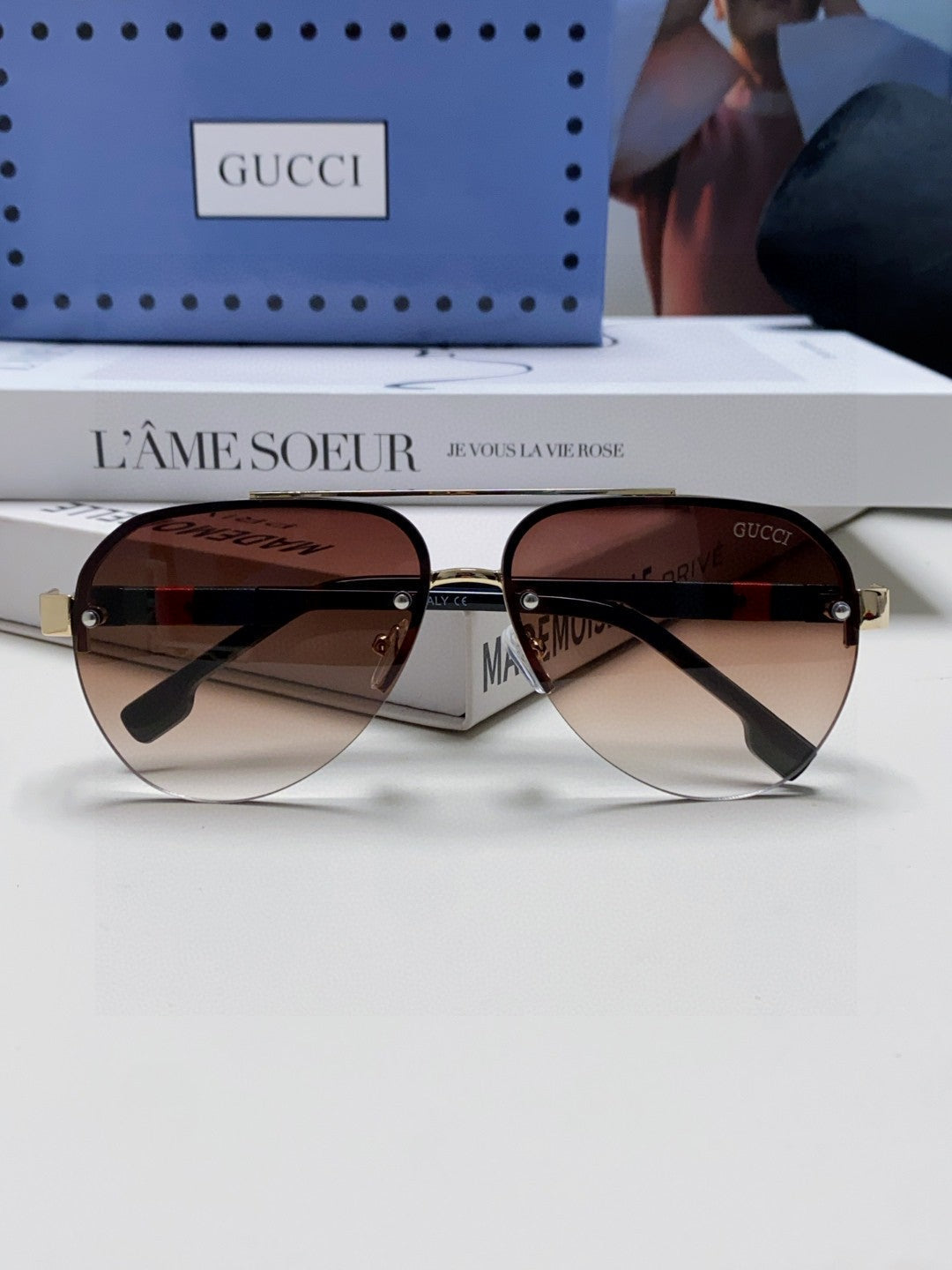 GUCCI AVIATOR FRAME SUNGLASSES 570223 IN METAL
