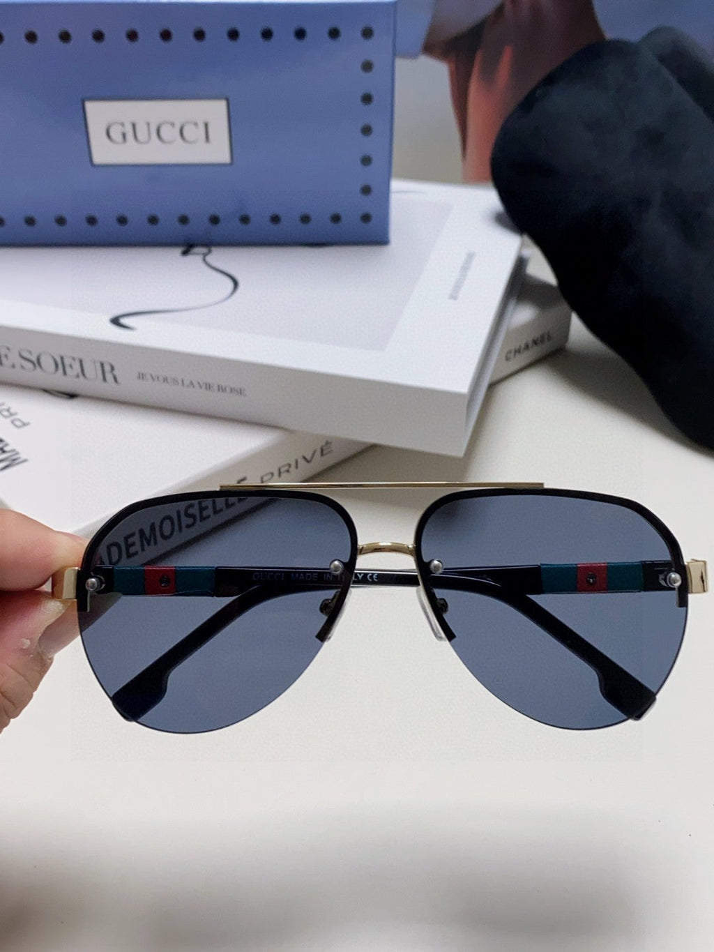 GUCCI AVIATOR FRAME SUNGLASSES 570223 IN METAL